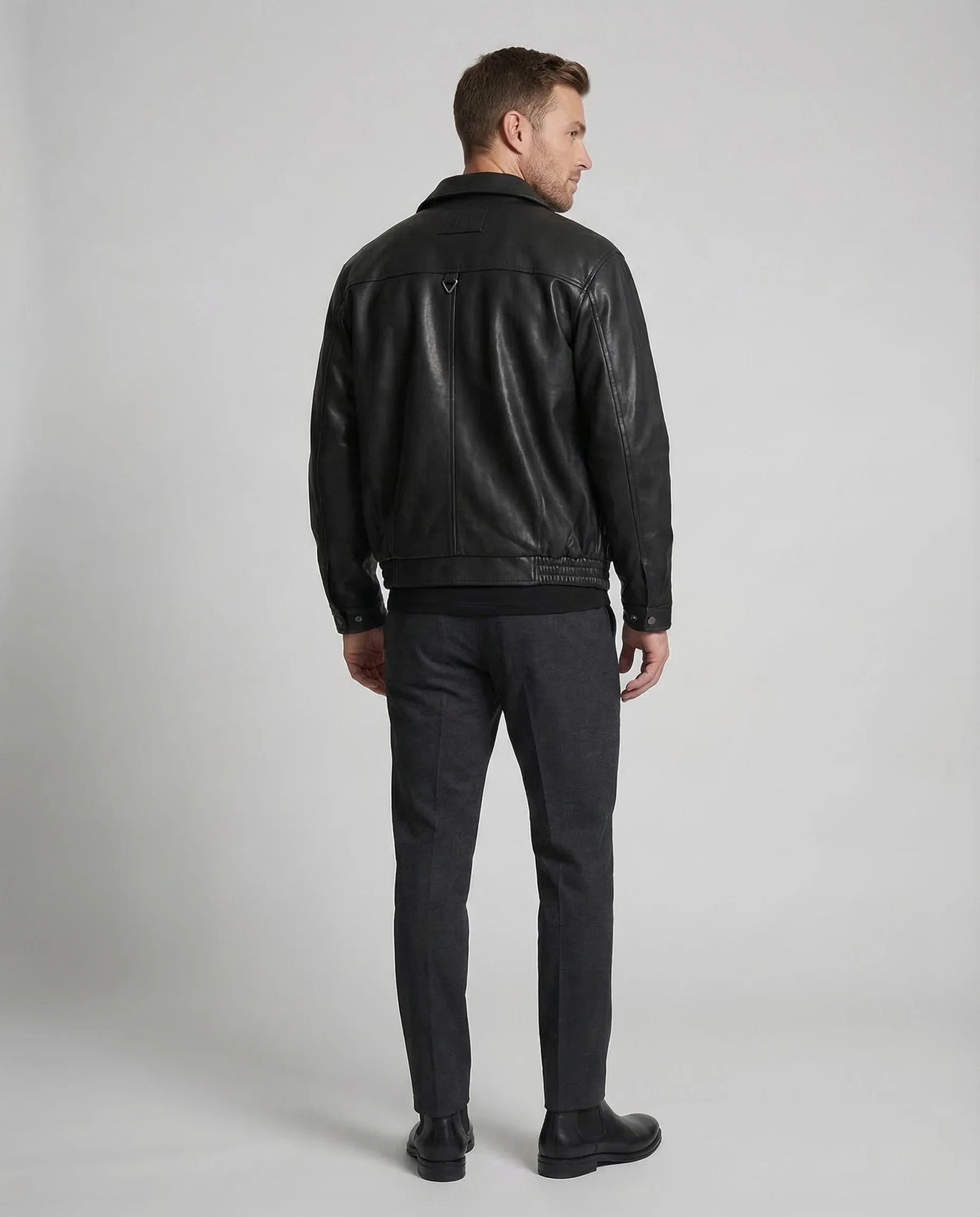 Herren Kunstleder Workerjacke Pattentaschen - Image 4