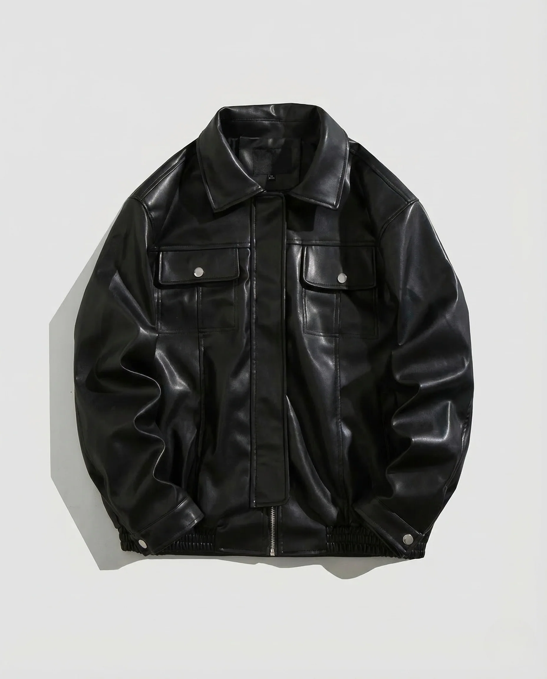 Herren Kunstleder Workerjacke Pattentaschen - Image 5