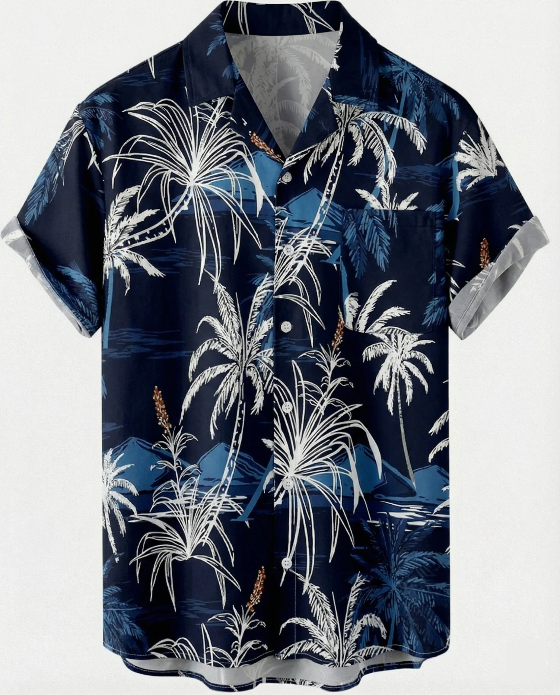 Kurzarm Hawaiihemd Herren Palmenprint - Image 41