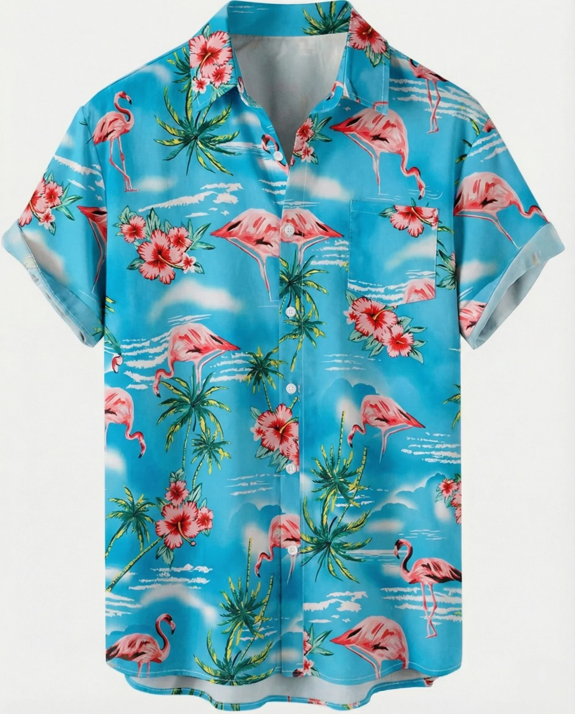 Kurzarm Hawaiihemd Herren Palmenprint - Image 45