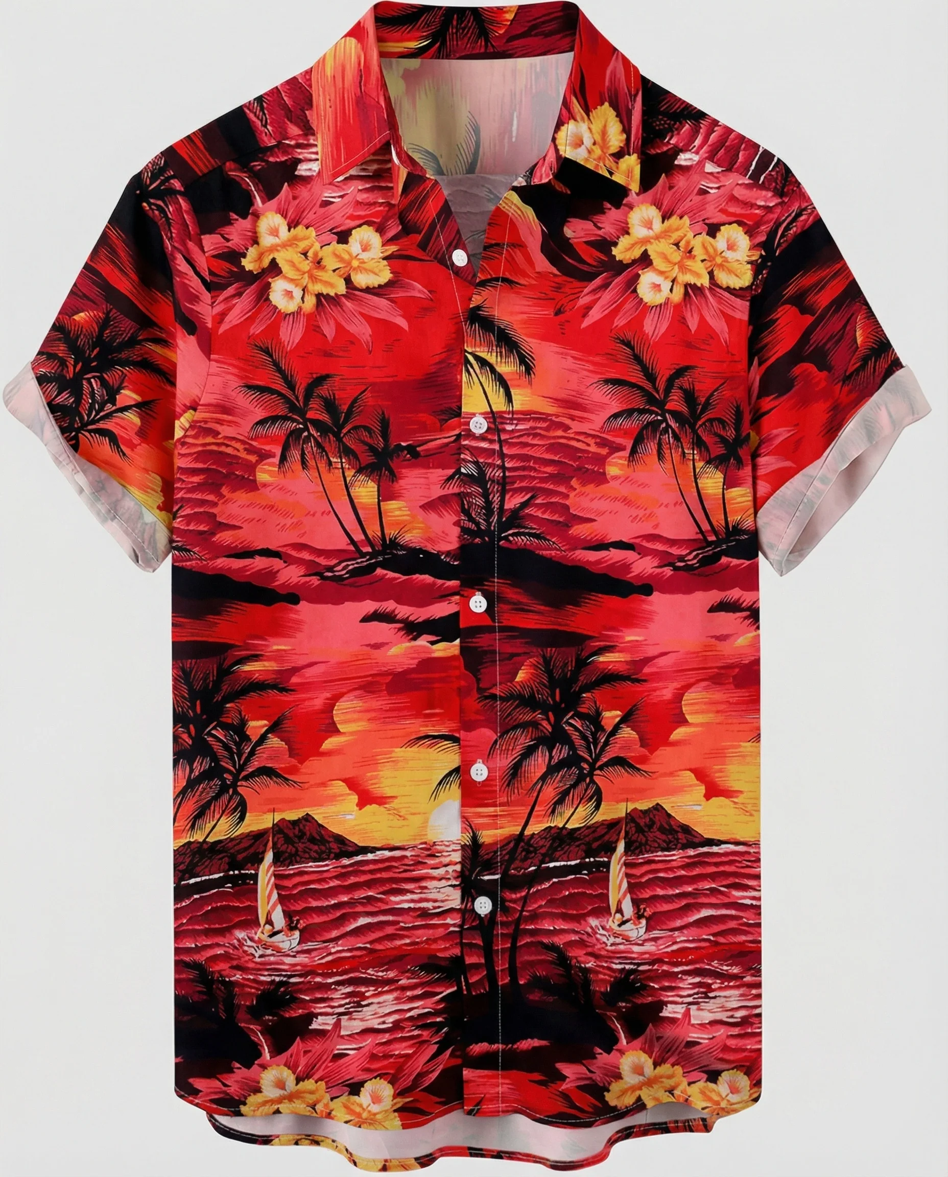 Kurzarm Hawaiihemd Herren Palmenprint - Image 49
