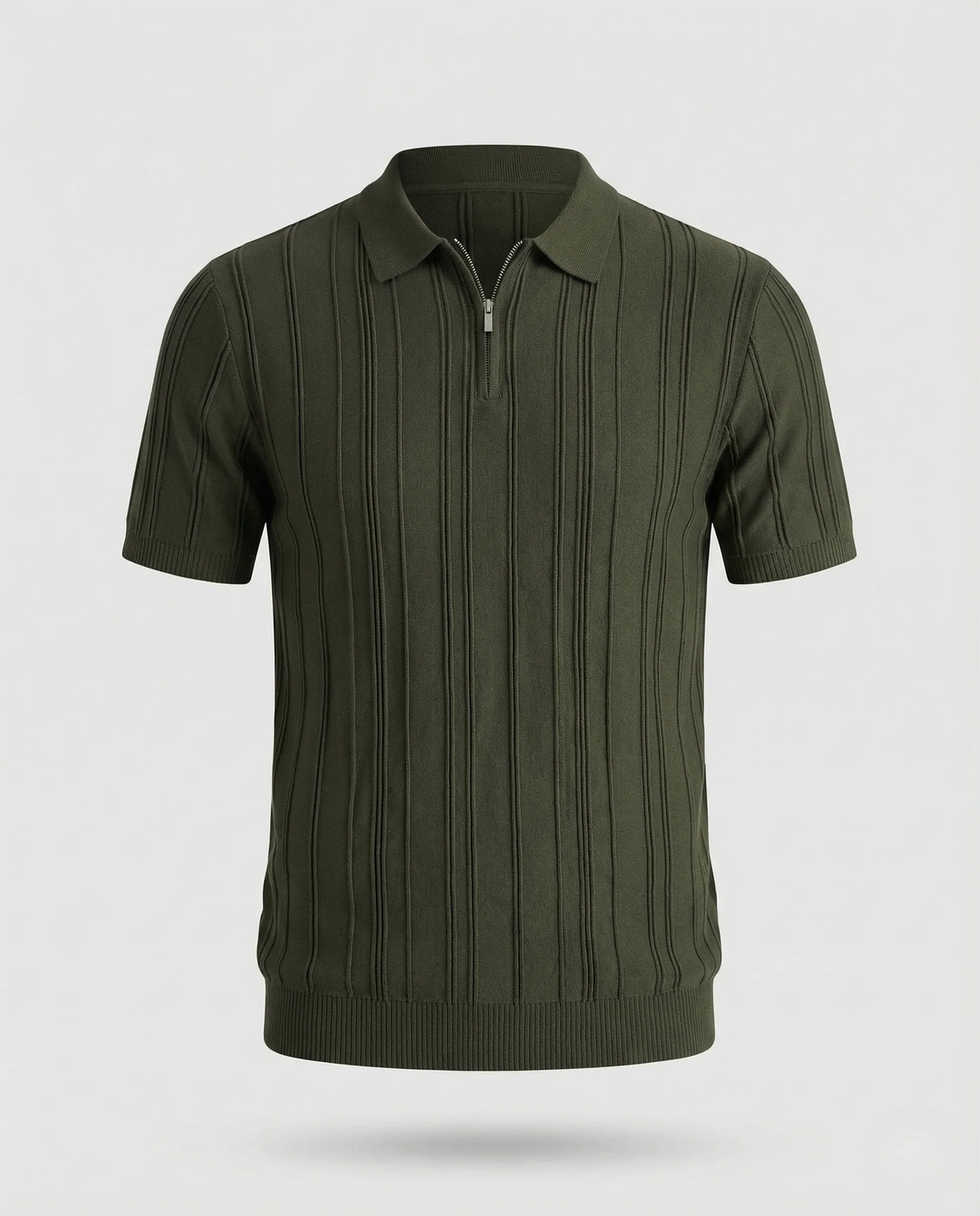 Herren Strick Poloshirt Halbzip mit Reliefstruktur - Image 5