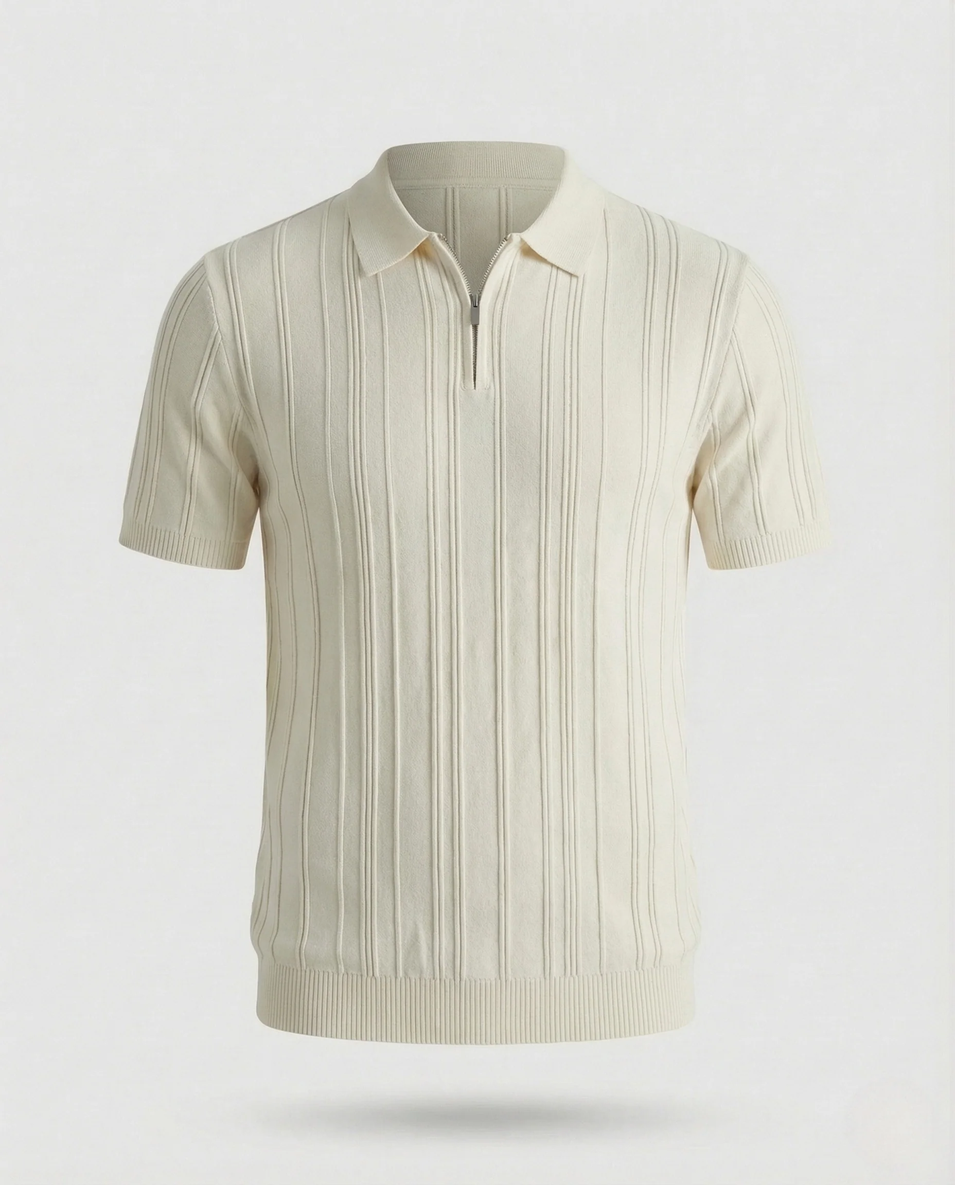 Herren Strick Poloshirt Halbzip mit Reliefstruktur - Image 6