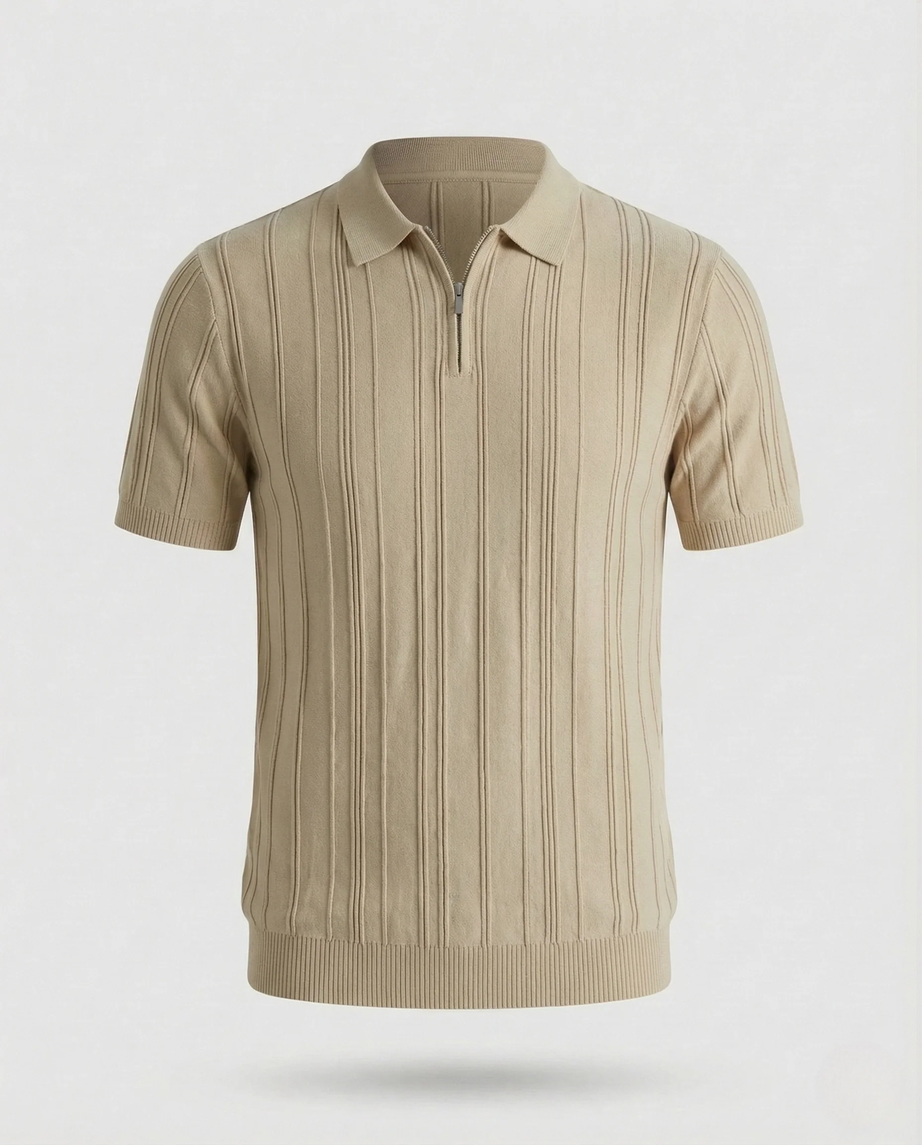 Herren Strick Poloshirt Halbzip mit Reliefstruktur - Image 7