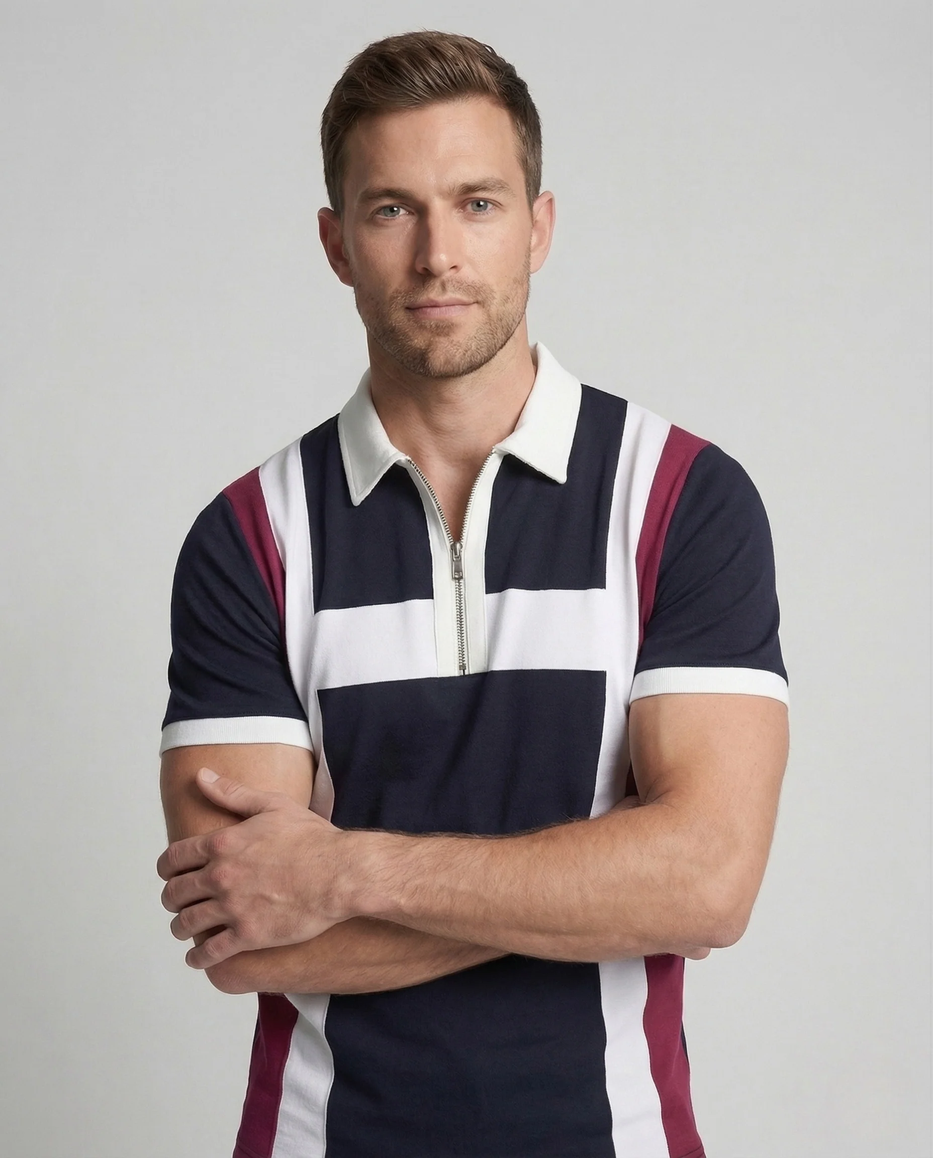Herren Poloshirt Reißverschluss Logo - Image 2
