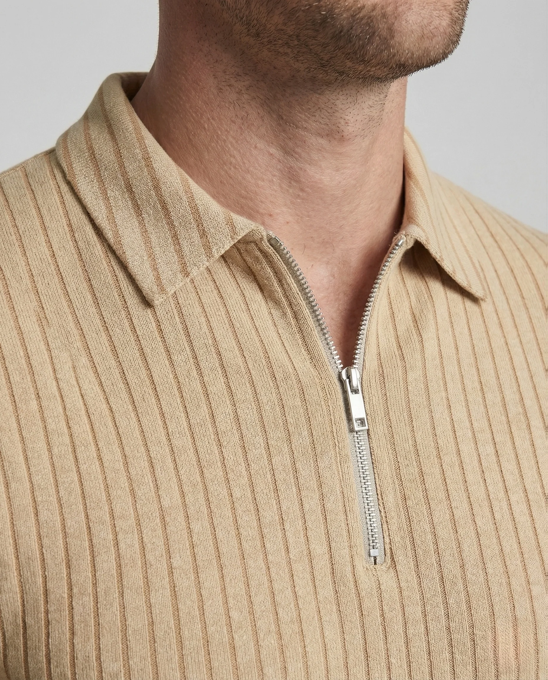 Herren Poloshirt Stehkragen Reißverschluss - Image 3