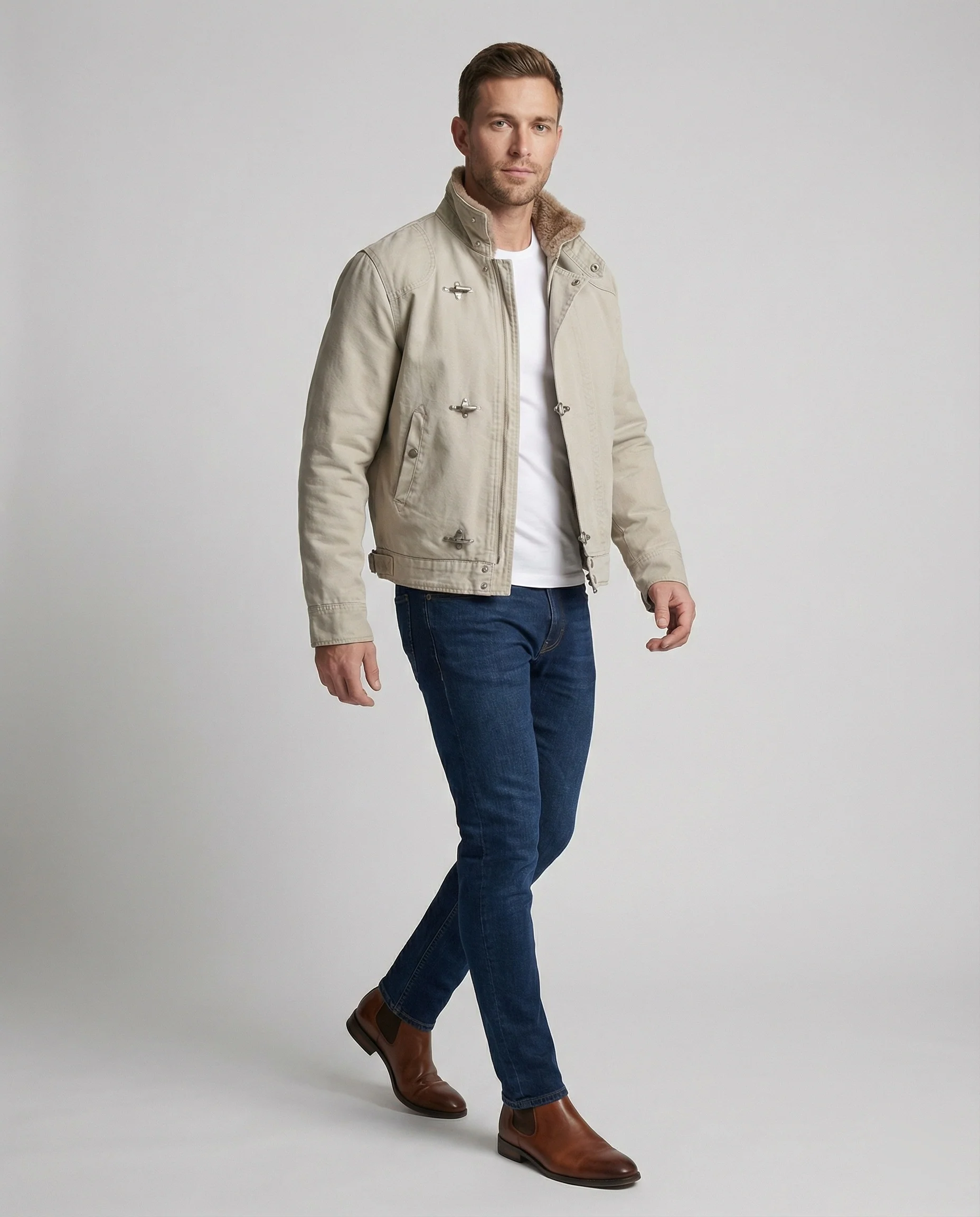 Herren Canvasjacke mit Teddykragen - Image 6