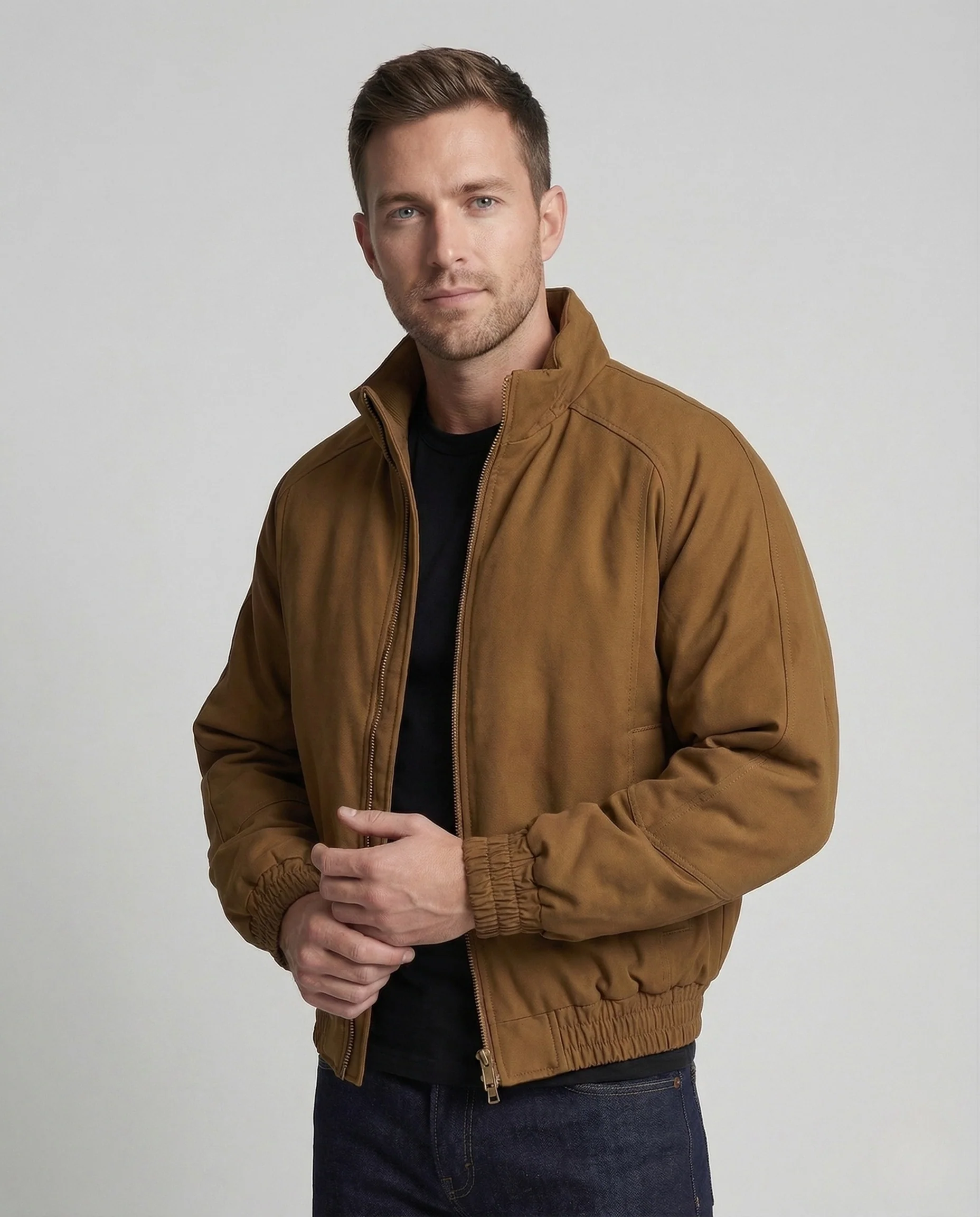 Herren Gesteppte Bomberjacke Kurz mit Stehkragen und Bündchen - Image 2