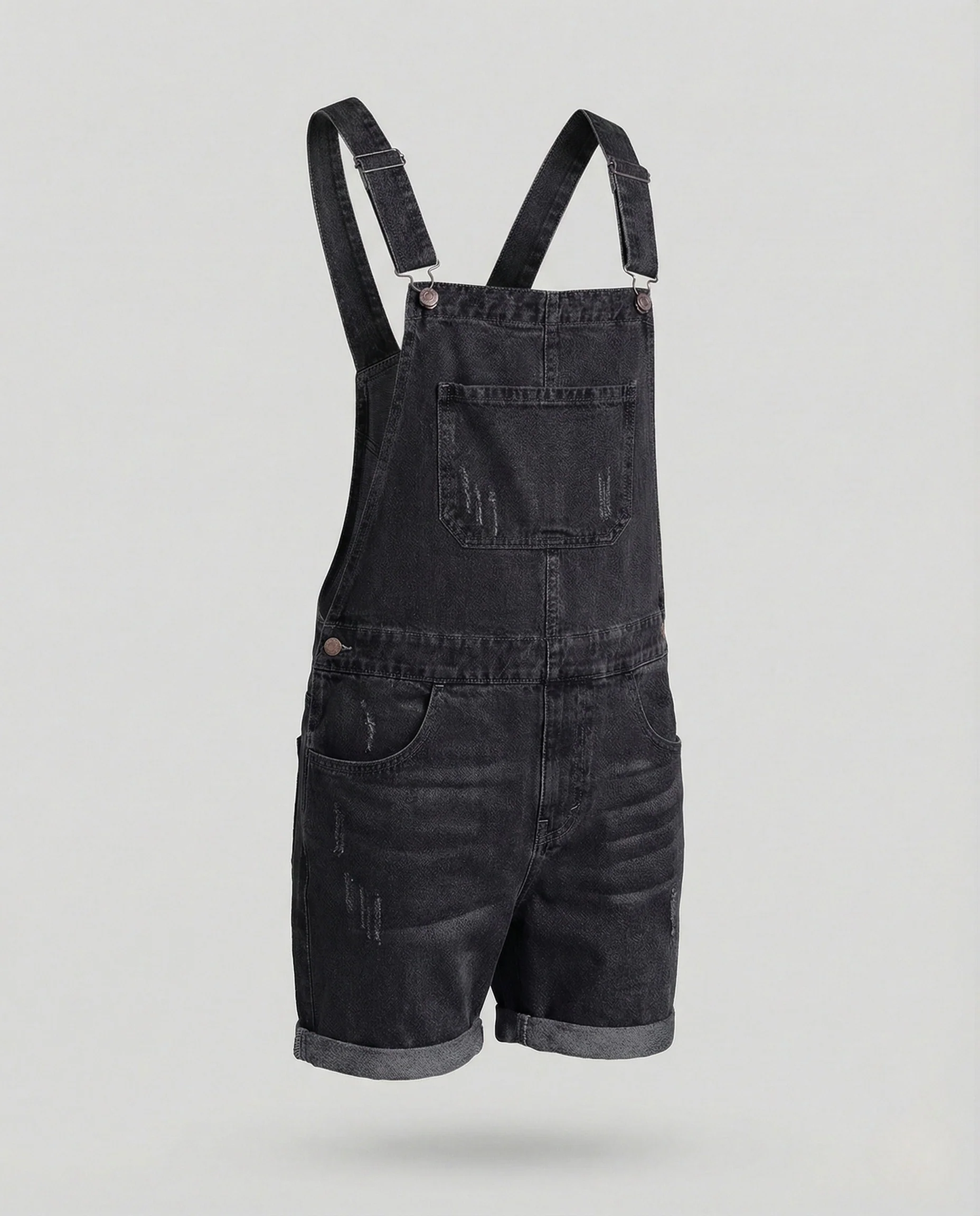 Herren kurze Jeans-Latzhose mit Brusttasche - Image 6