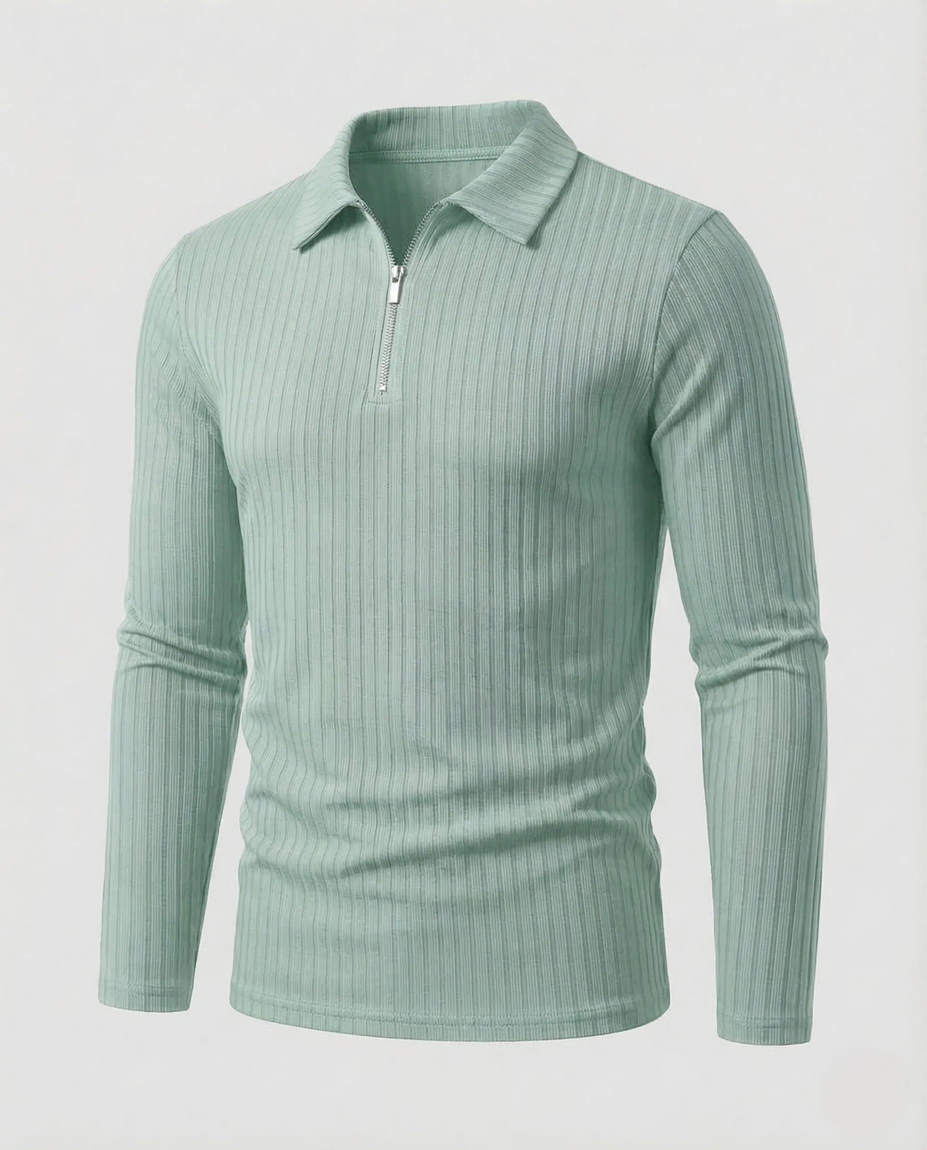 Herren Poloshirt Langarm Reißverschluss - Image 12
