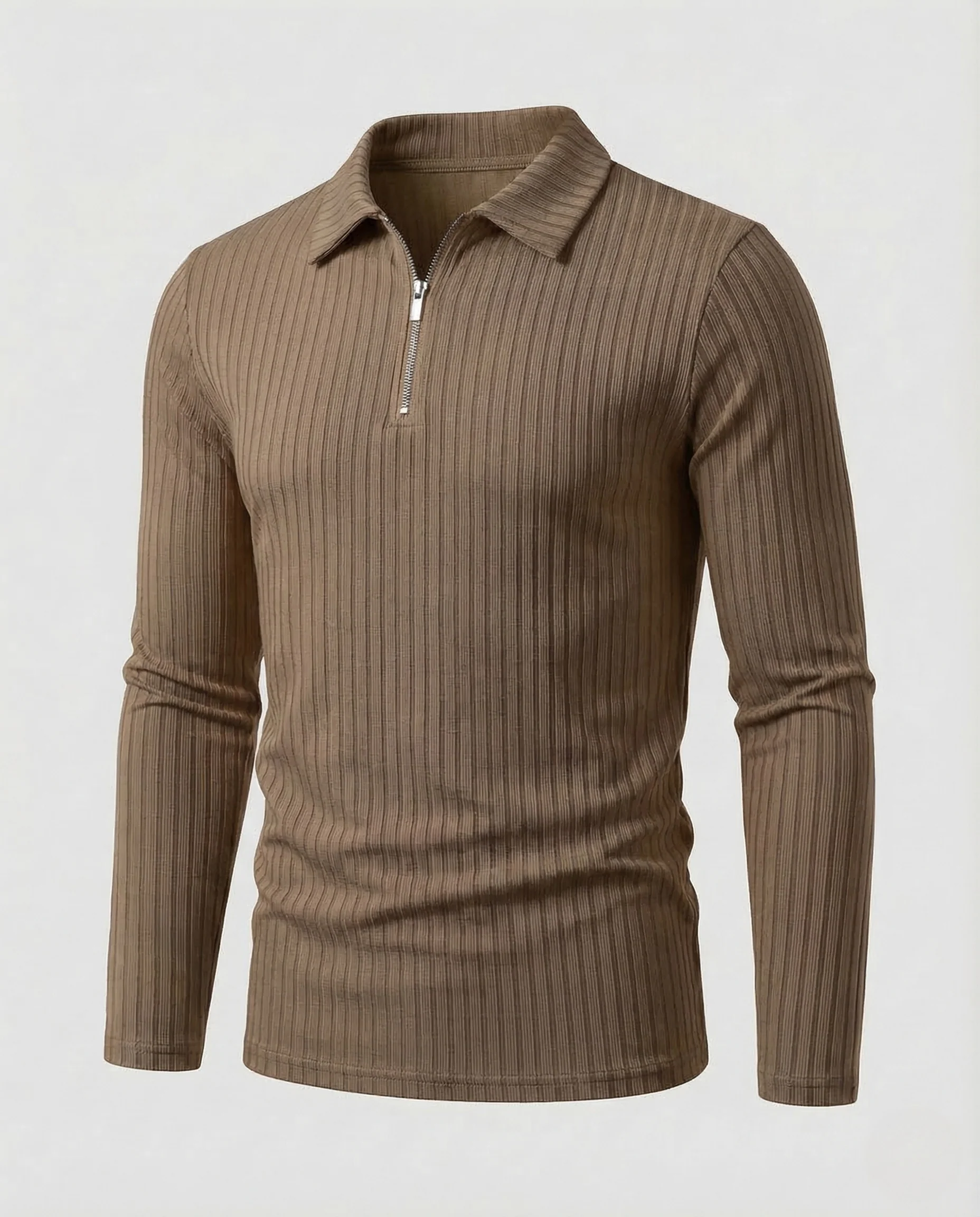 Herren Poloshirt Langarm Reißverschluss - Image 13