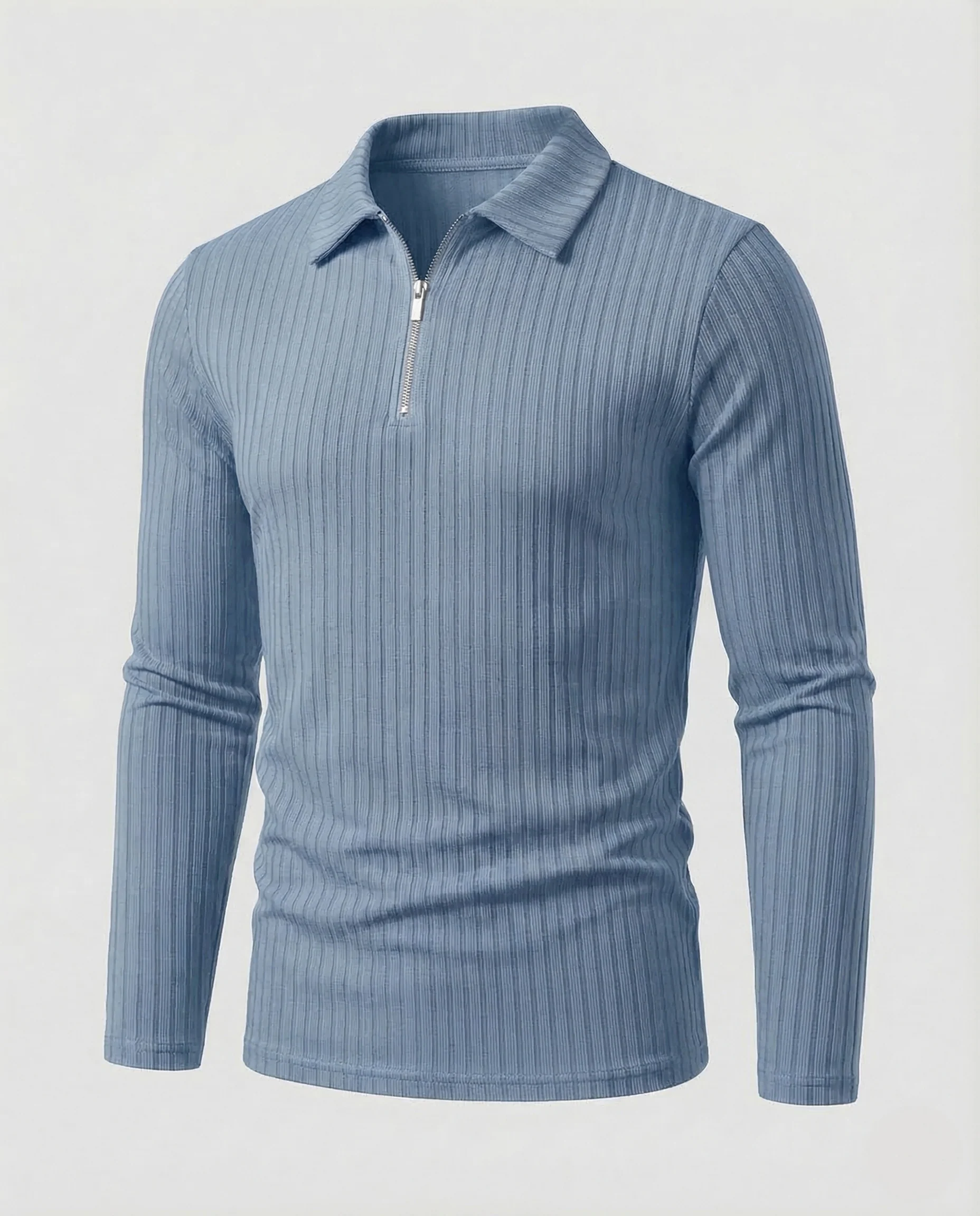 Herren Poloshirt Langarm Reißverschluss - Image 14