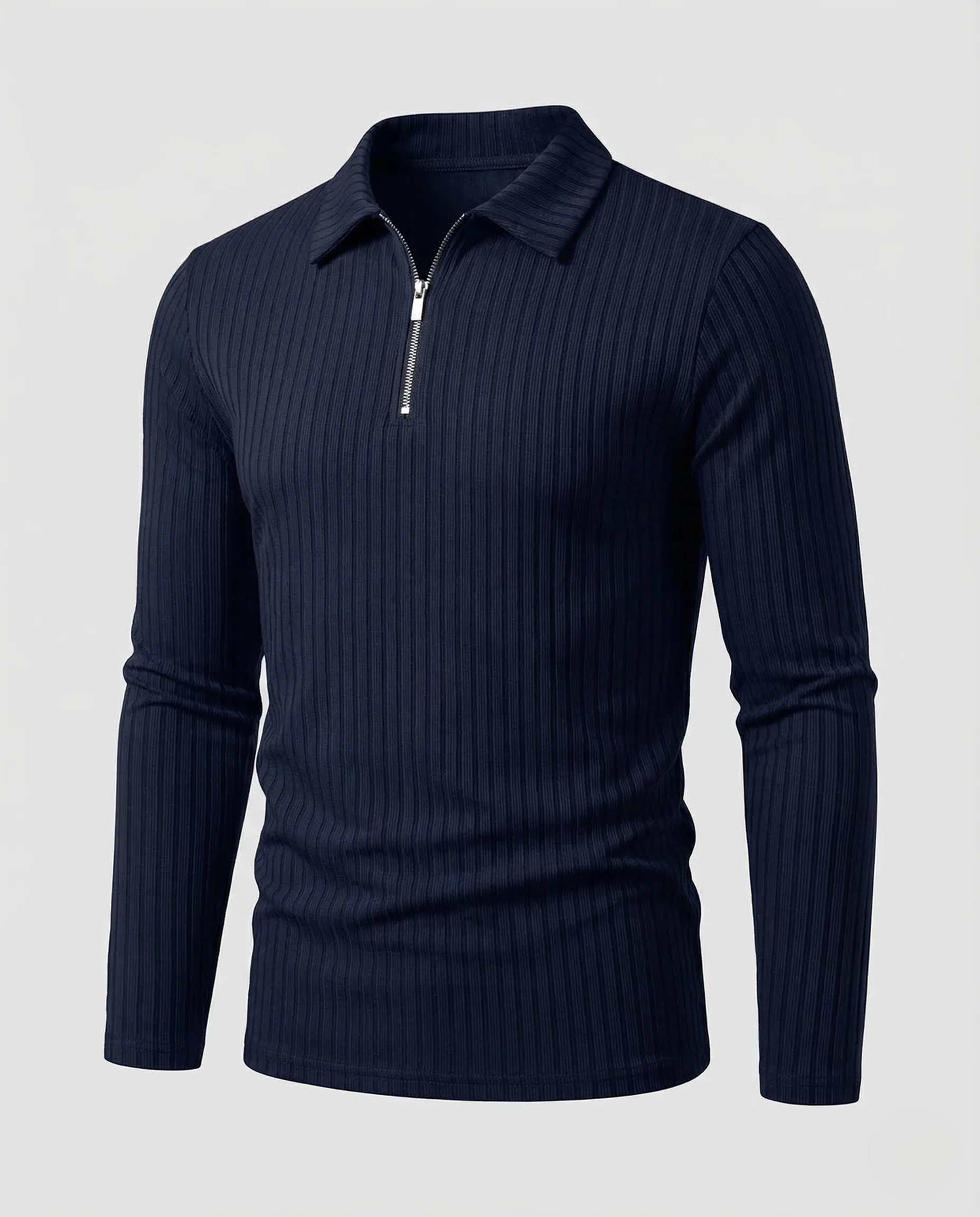 Herren Poloshirt Langarm Reißverschluss - Image 5
