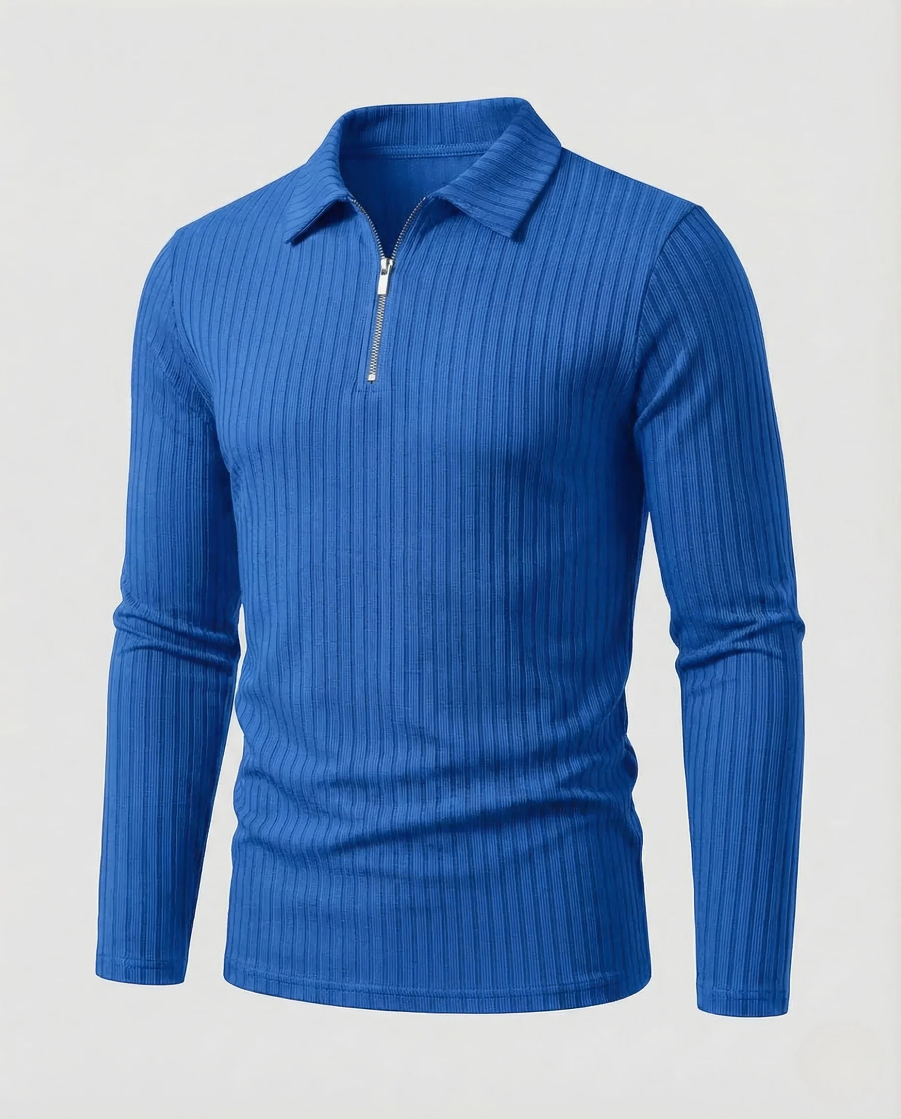 Herren Poloshirt Langarm Reißverschluss - Image 7