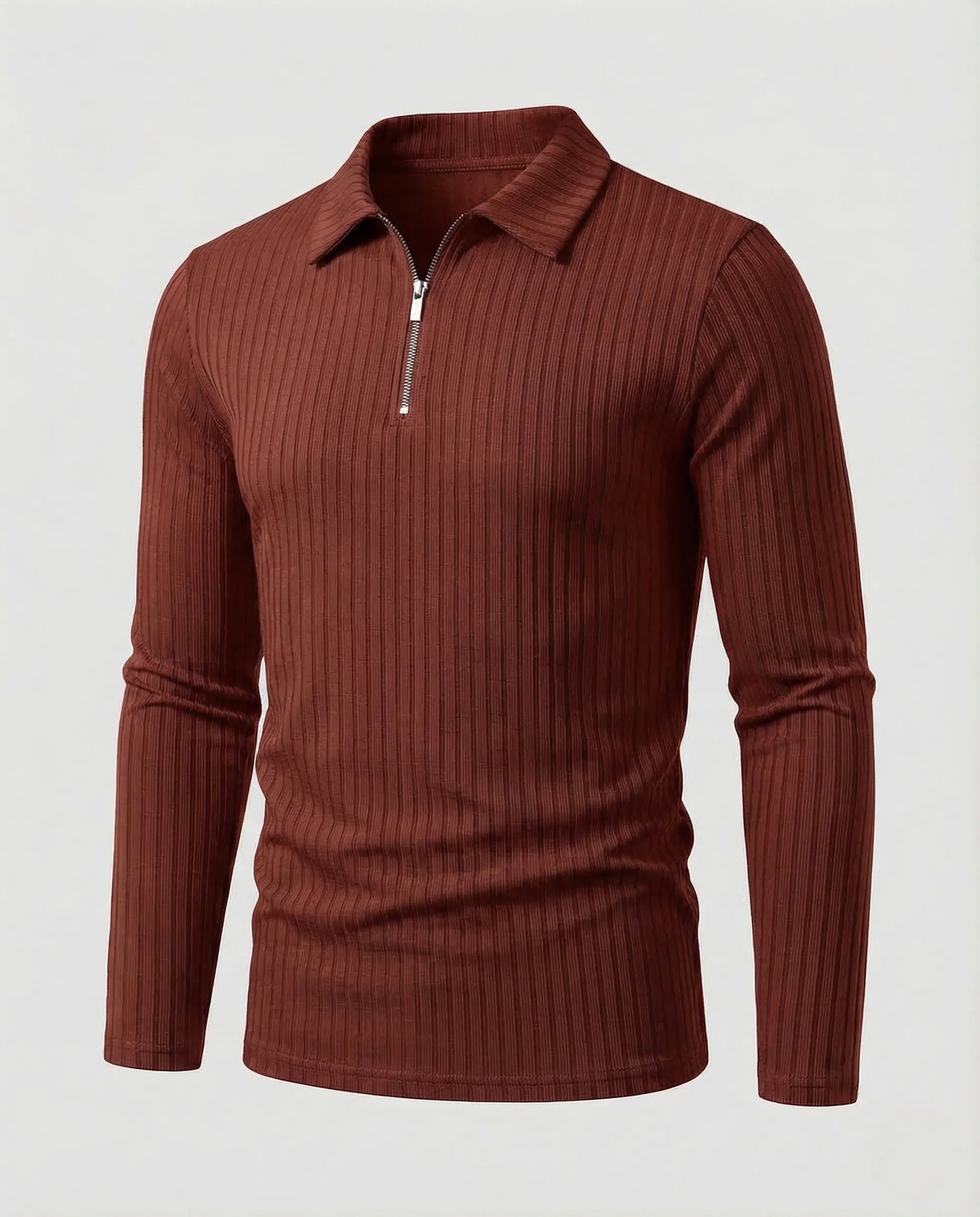 Herren Poloshirt Langarm Reißverschluss - Image 9