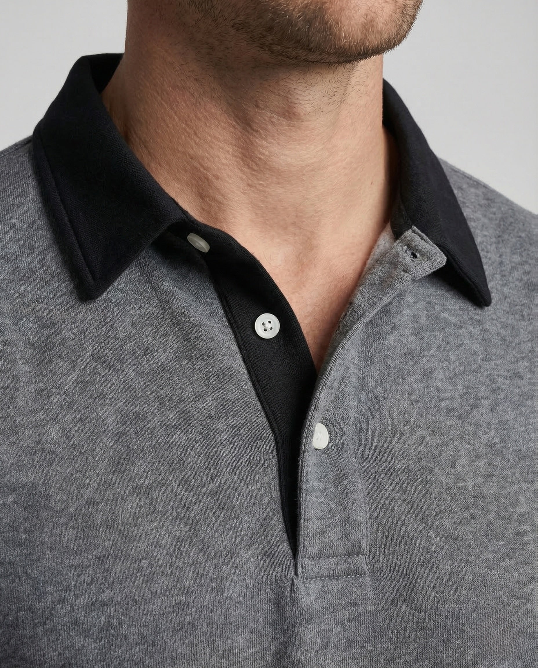 Herren Poloshirt Langarm Kontrastkragen - Image 3
