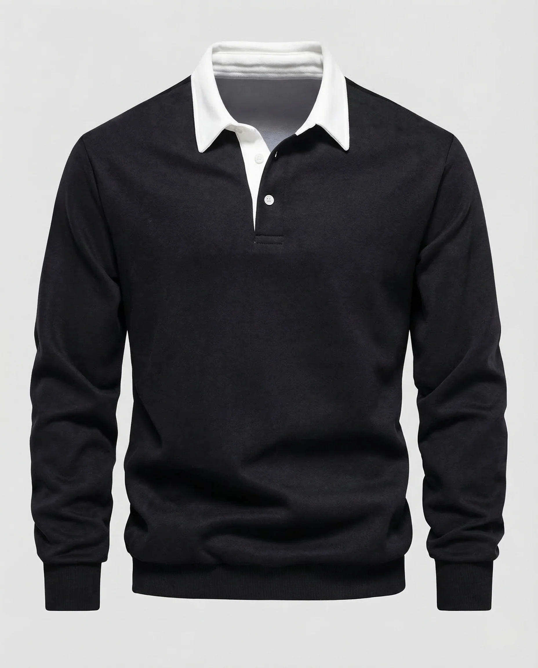 Herren Poloshirt Langarm Kontrastkragen - Image 5