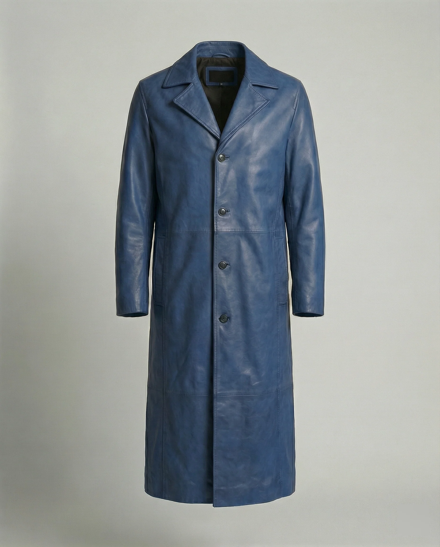 Herren Langer Leder Trenchcoat - Image 4