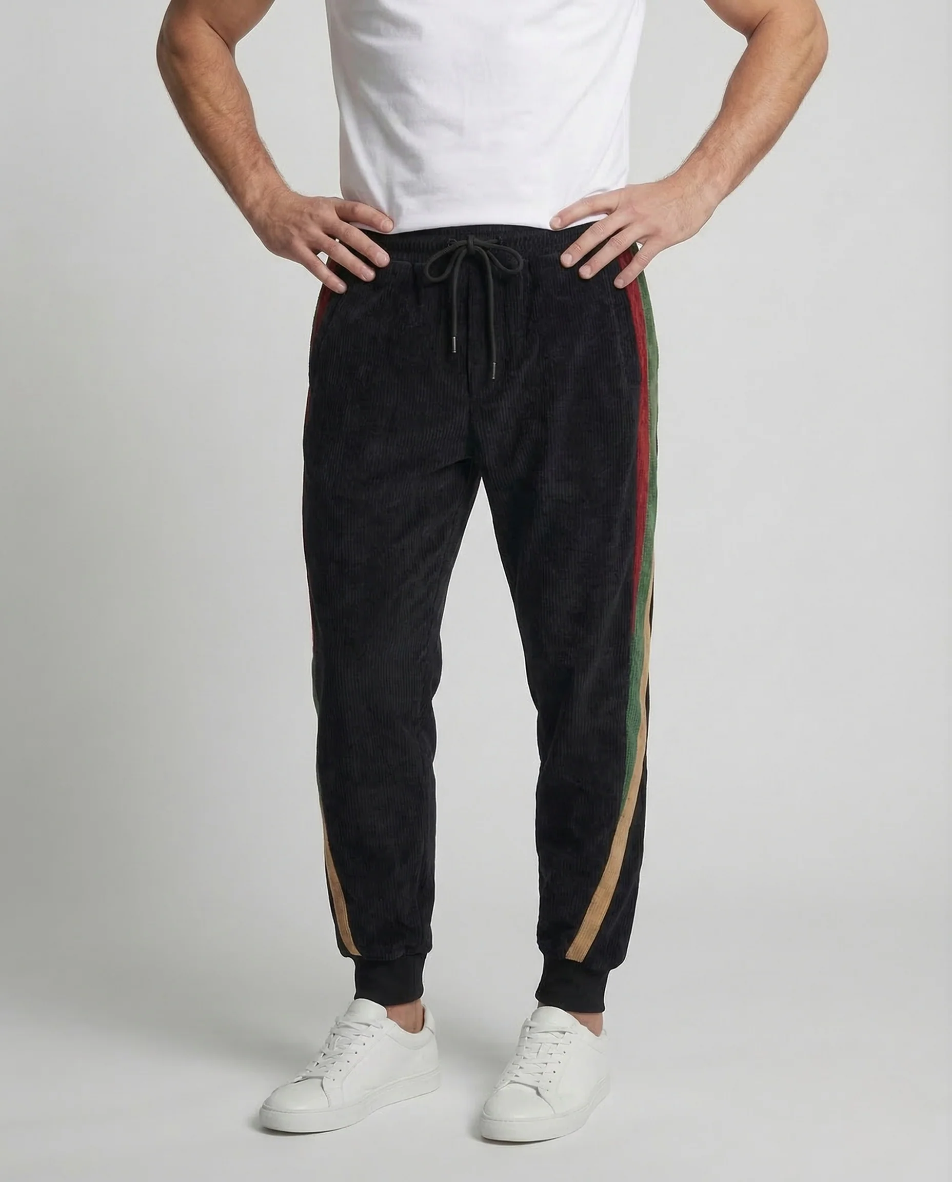 Herren Cord Jogginghose Tunnelzug Streifen - Image 2