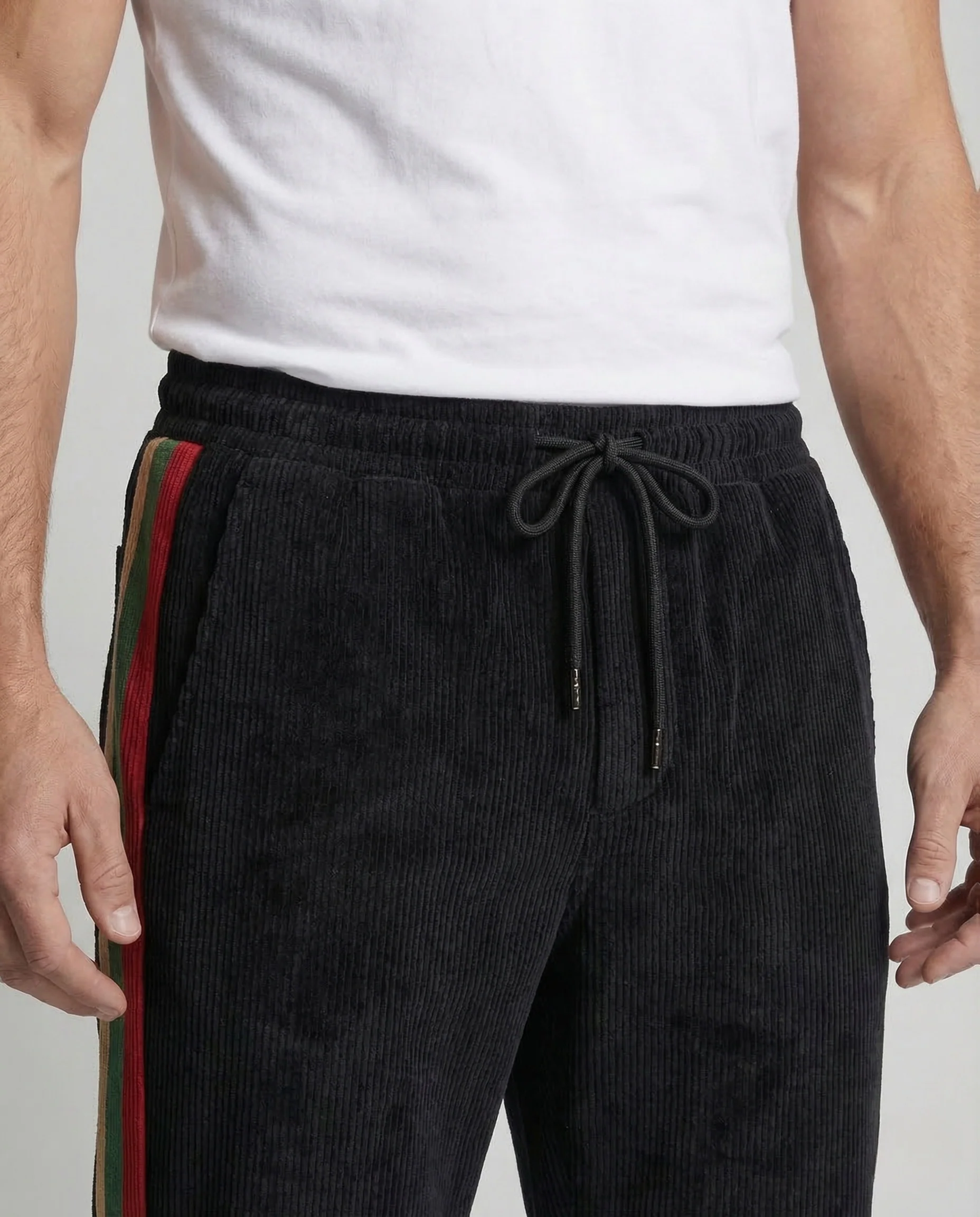 Herren Cord Jogginghose Tunnelzug Streifen - Image 3