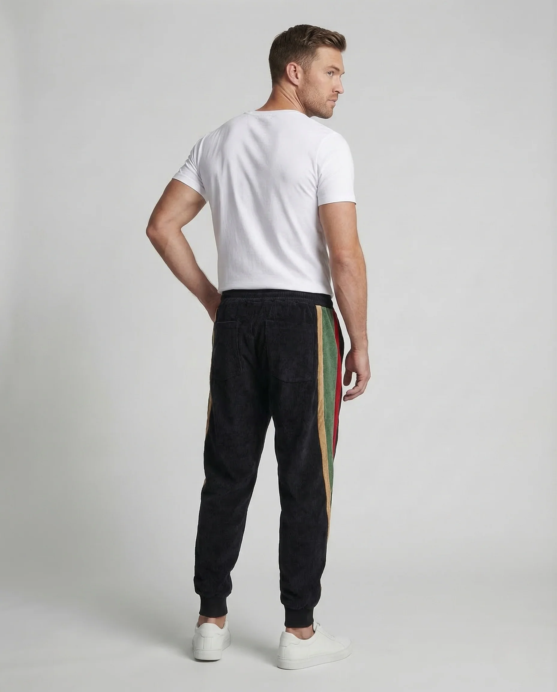 Herren Cord Jogginghose Tunnelzug Streifen - Image 4