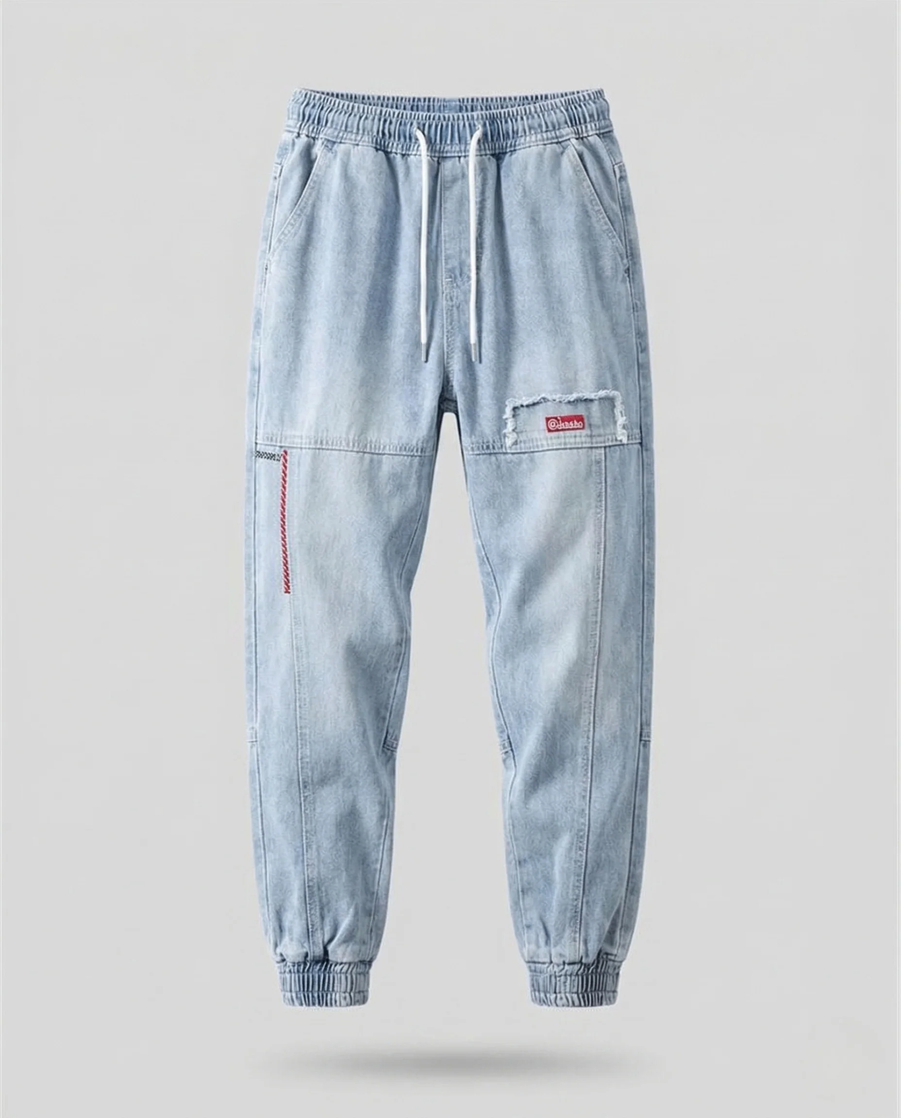 Herren Jeans Jogger mit Cargotaschen Denim Jogginghose - Image 4