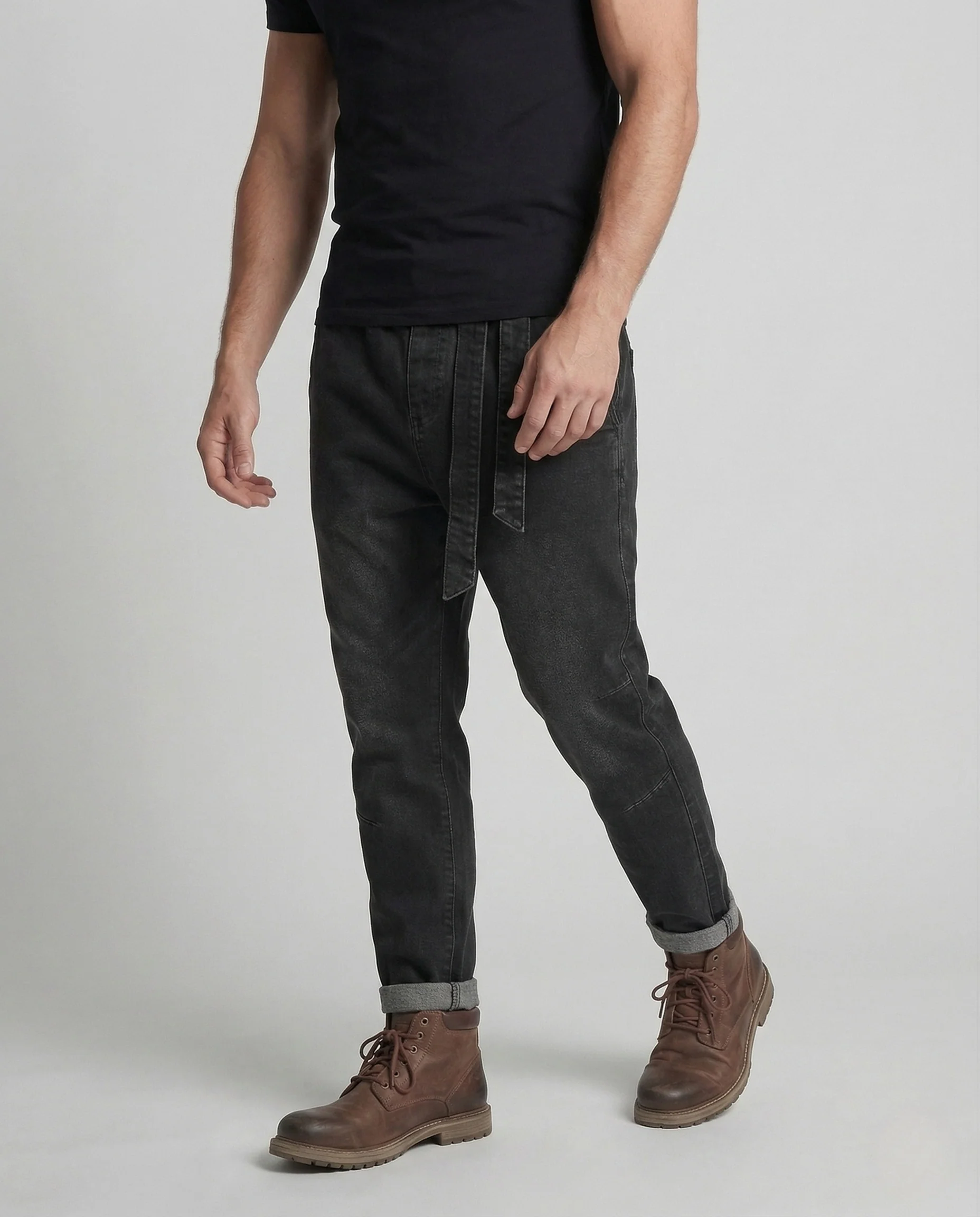Herren Jeanshose Tapered Fit mit Elastischem Bund und Kordelzug - Image 2