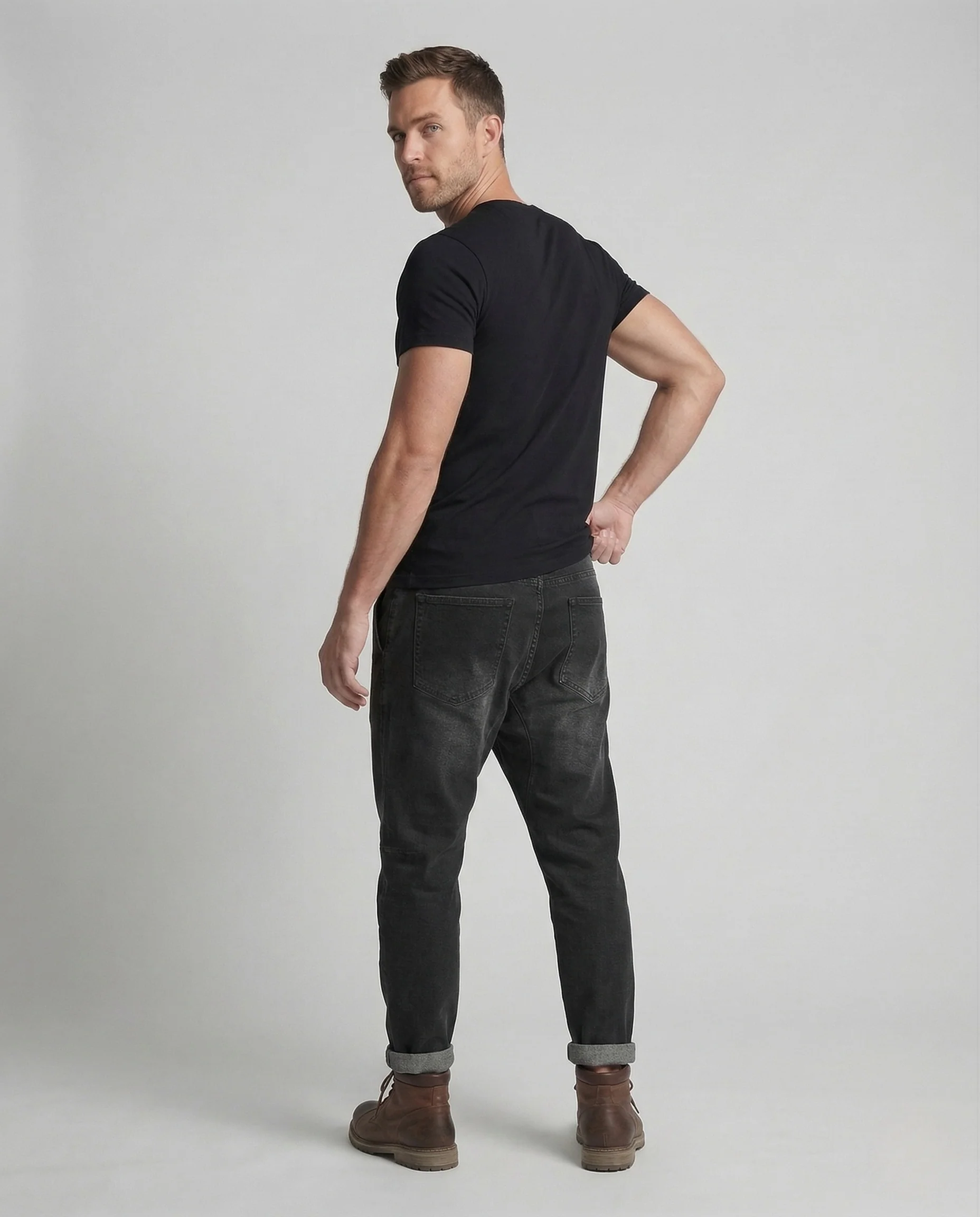 Herren Jeanshose Tapered Fit mit Elastischem Bund und Kordelzug - Image 4