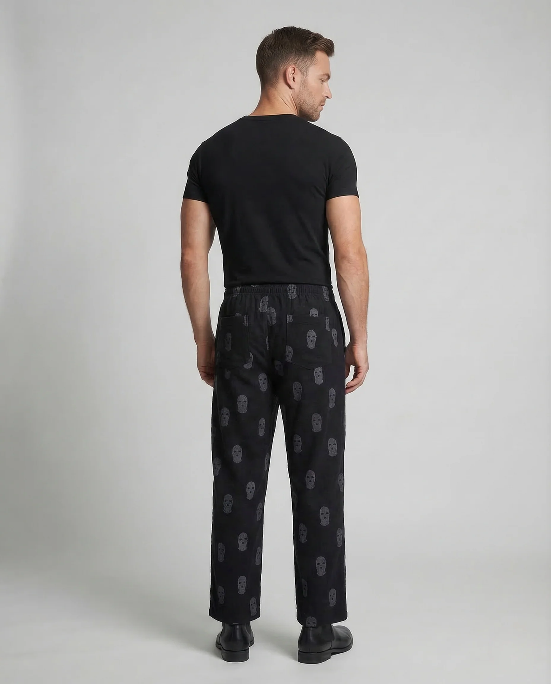 Herren Loungehose Totenkopf Print Elastikbund - Image 4