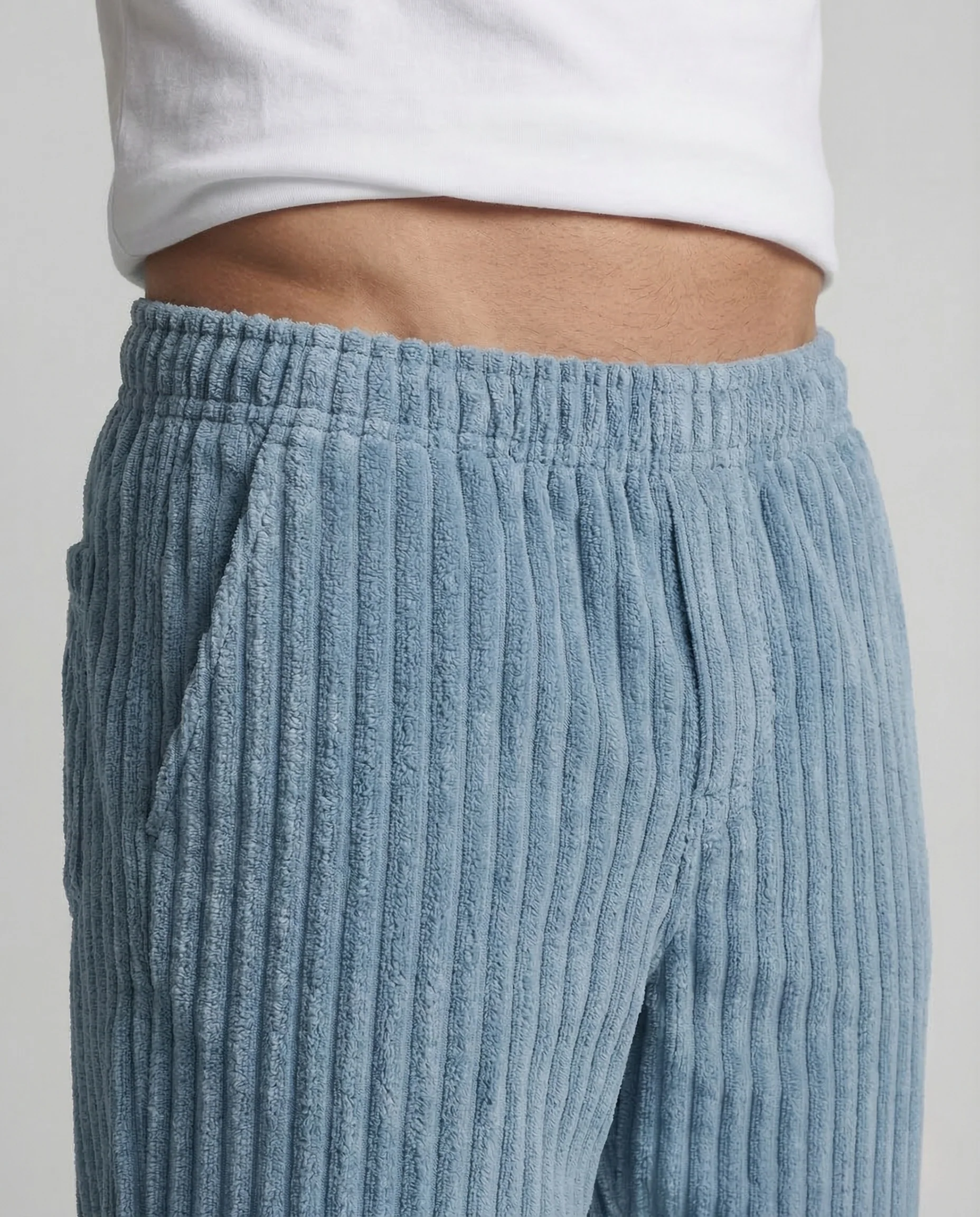 Herren Velours Hose Weit Elastikbund - Image 3
