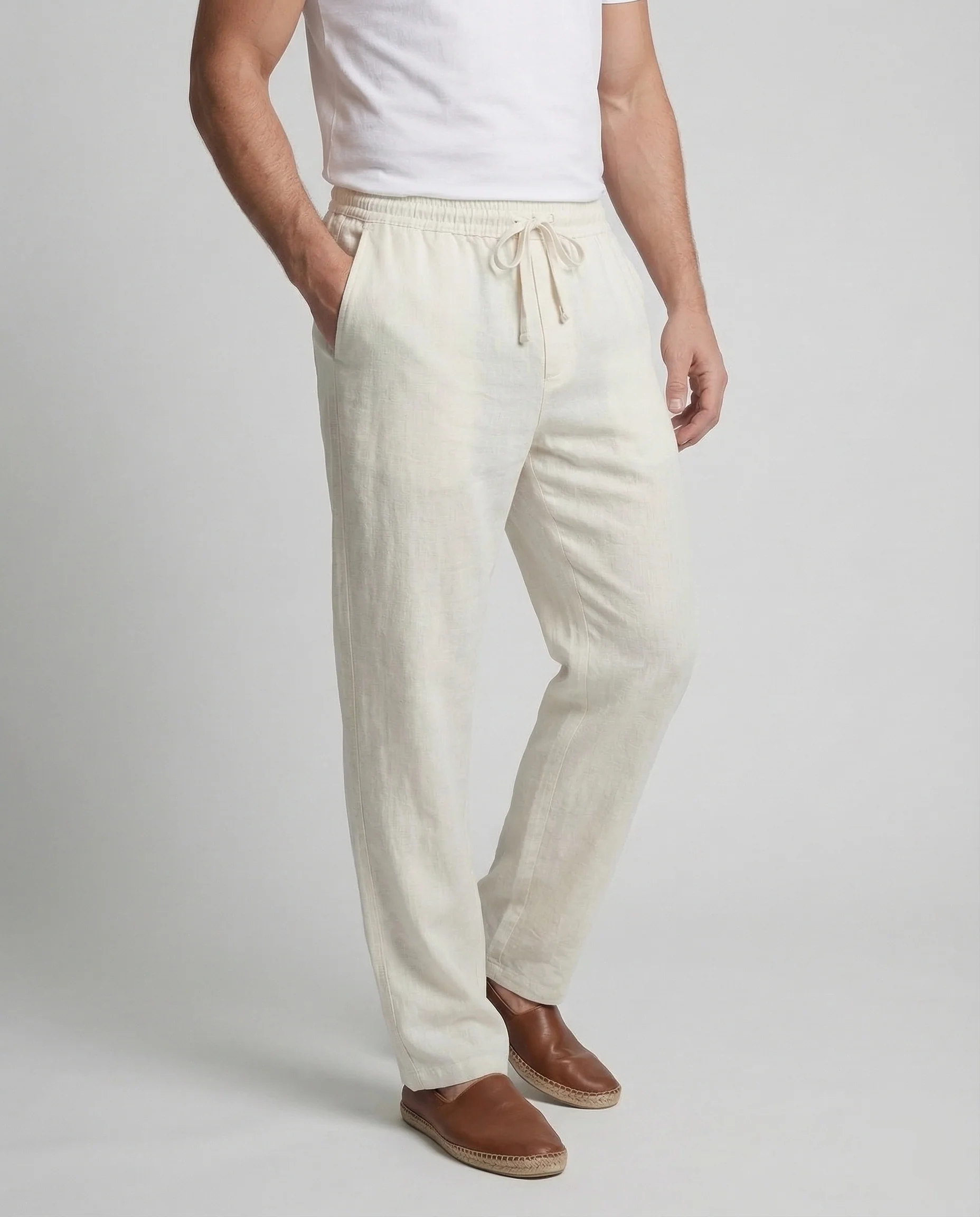 Herren Leinenhose Sommer Weit - Image 2