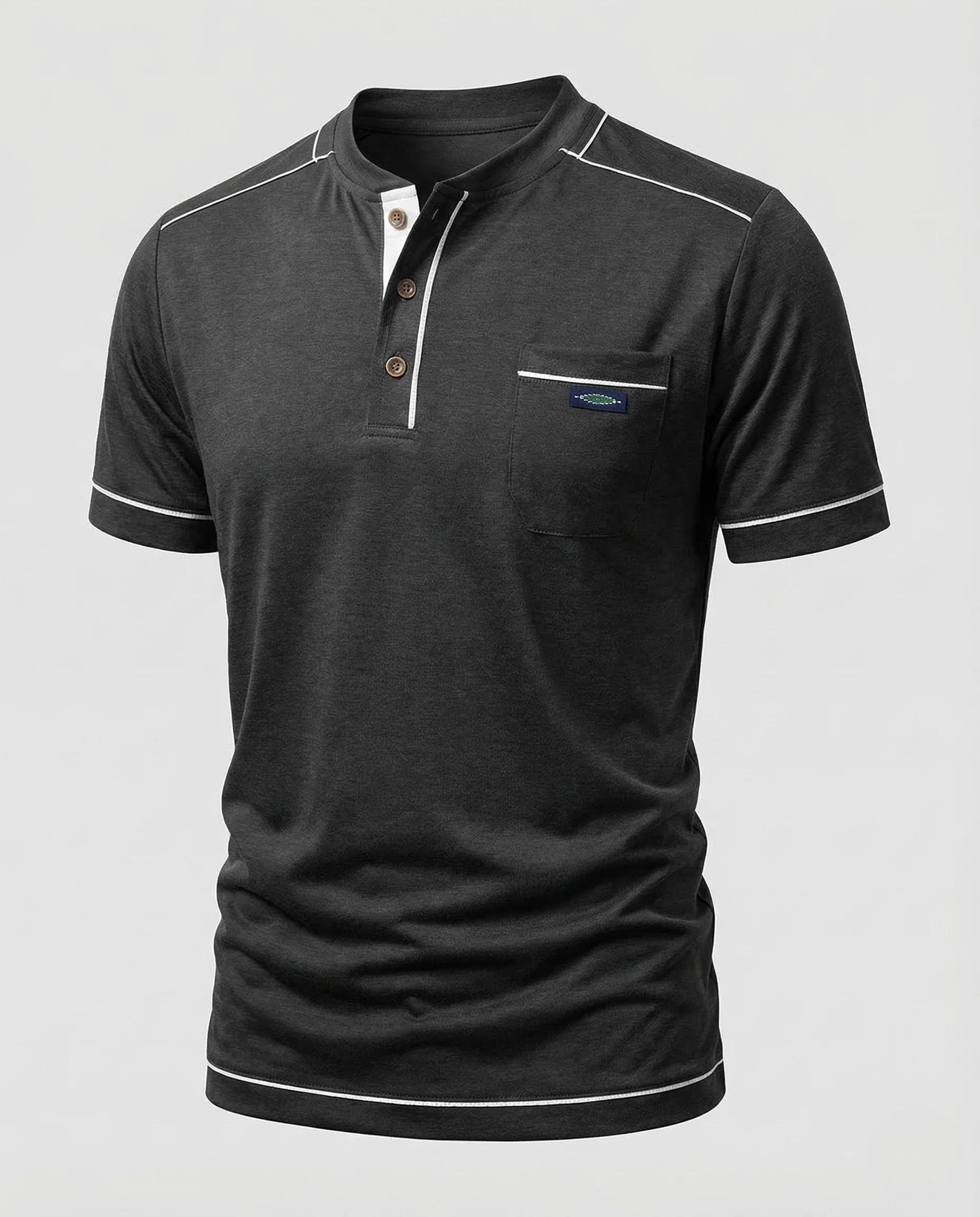 Herren Poloshirt Kurzarm Stehkragen Brusttasche - Image 5