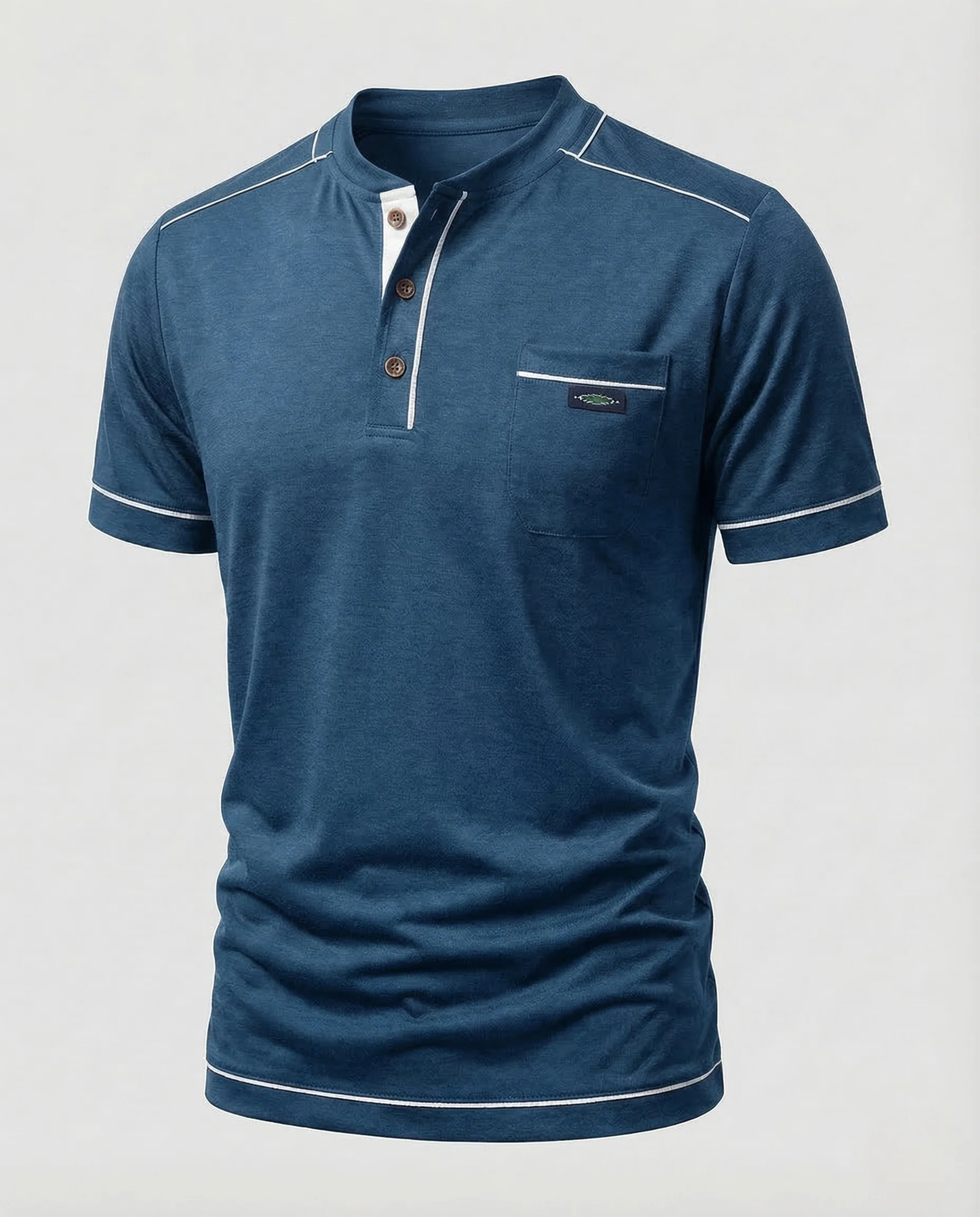 Herren Poloshirt Kurzarm Stehkragen Brusttasche - Image 6