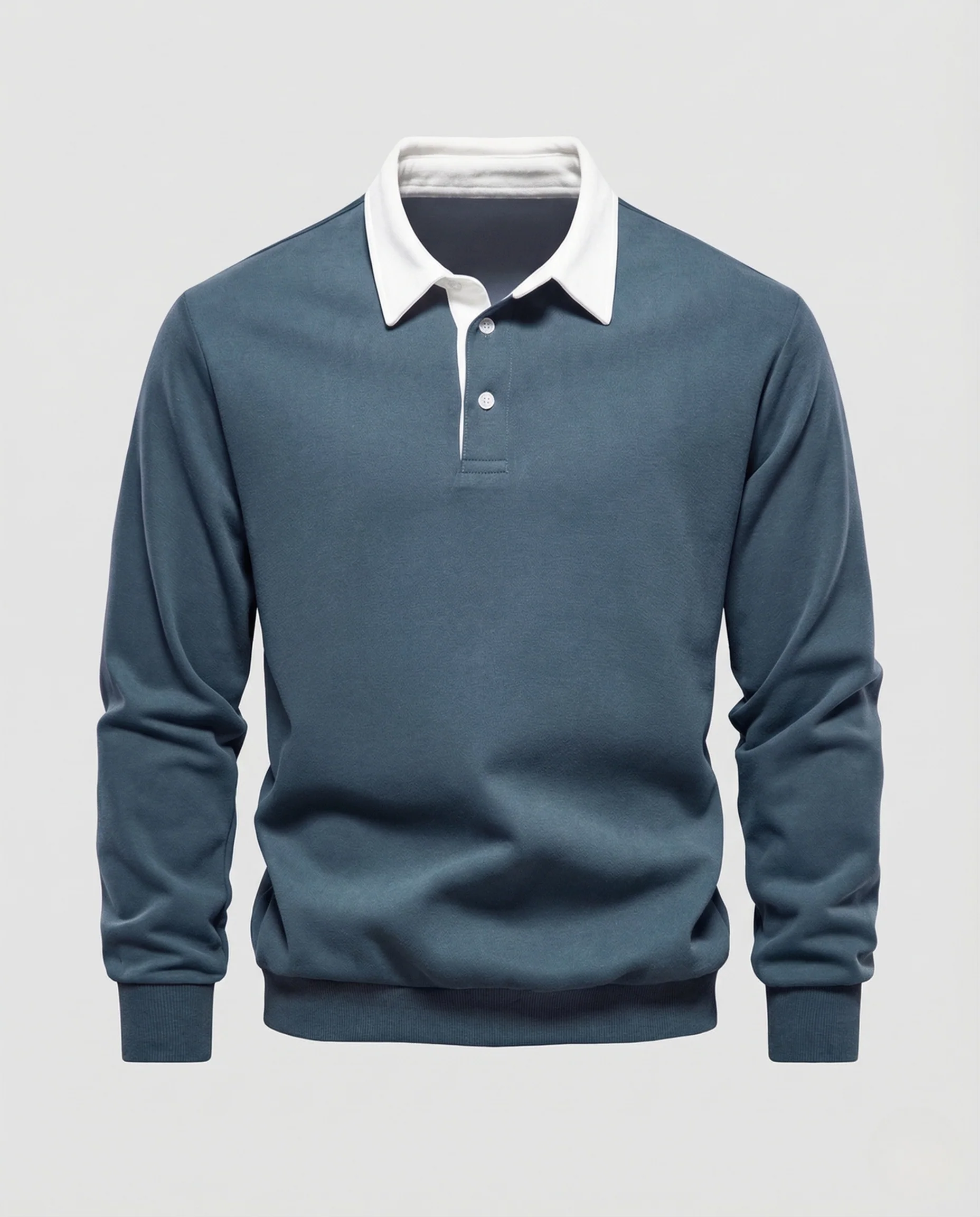 Herren Poloshirt Sweatshirt mit Kontrastkragen - Image 5