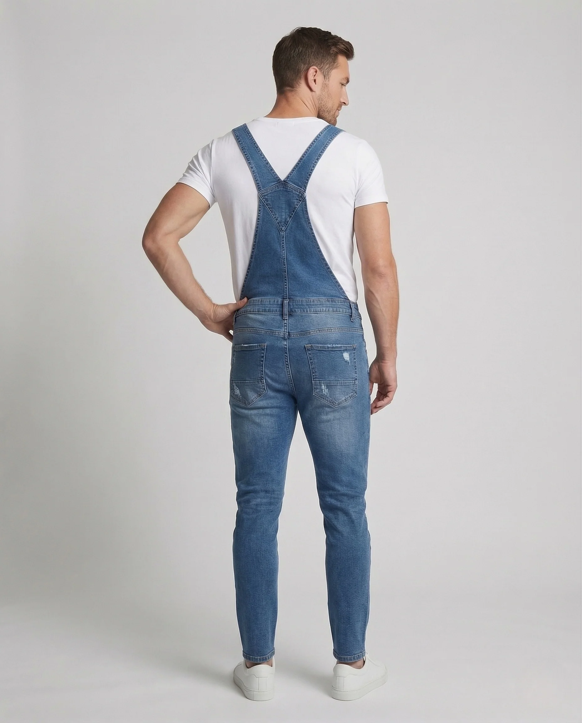 Herren Stretch Denim Latzhose mit Verstärkten Kniepanelen - Image 3