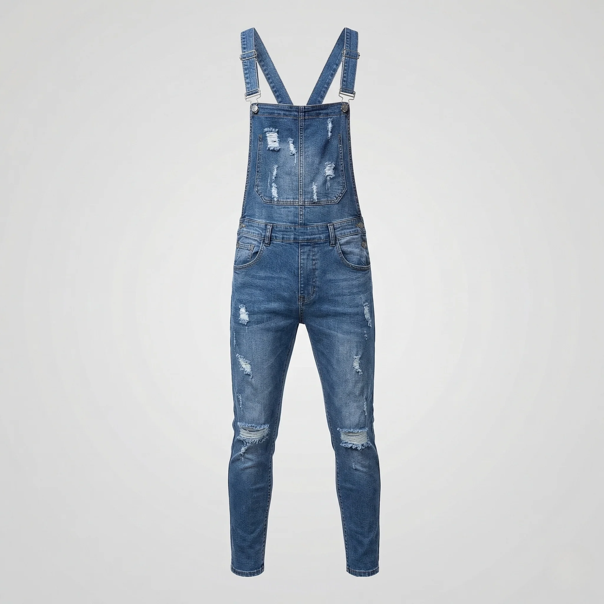 Herren Stretch Denim Latzhose mit Verstärkten Kniepanelen - Image 4