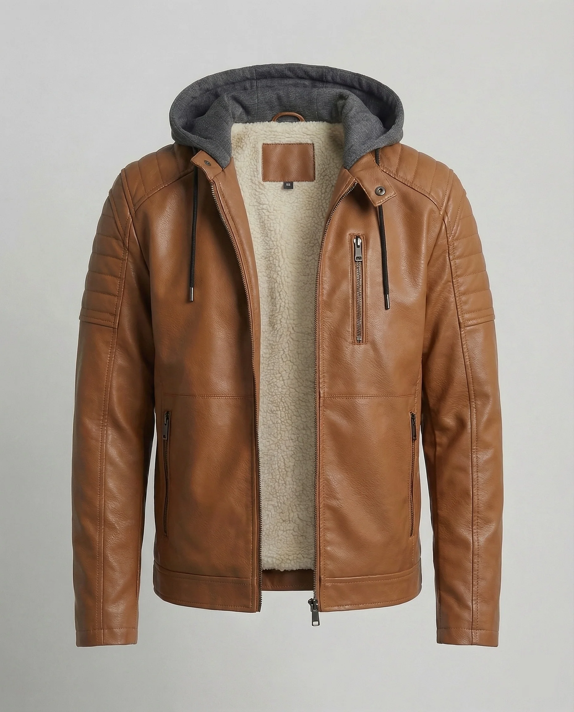 Herren Lederjacke mit Kapuzeneinsatz - Image 8