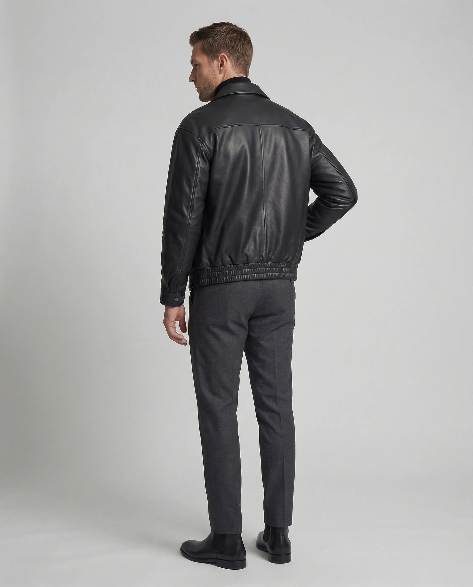 Herren Lederoptik Blouson Minimal - Image 2