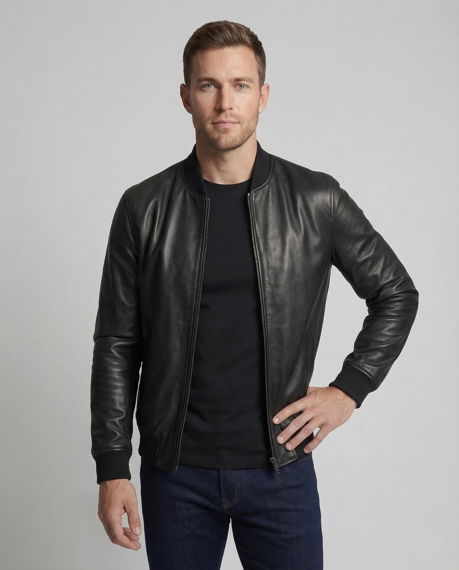 Herren Bomberjacke Lederoptik - Image 2