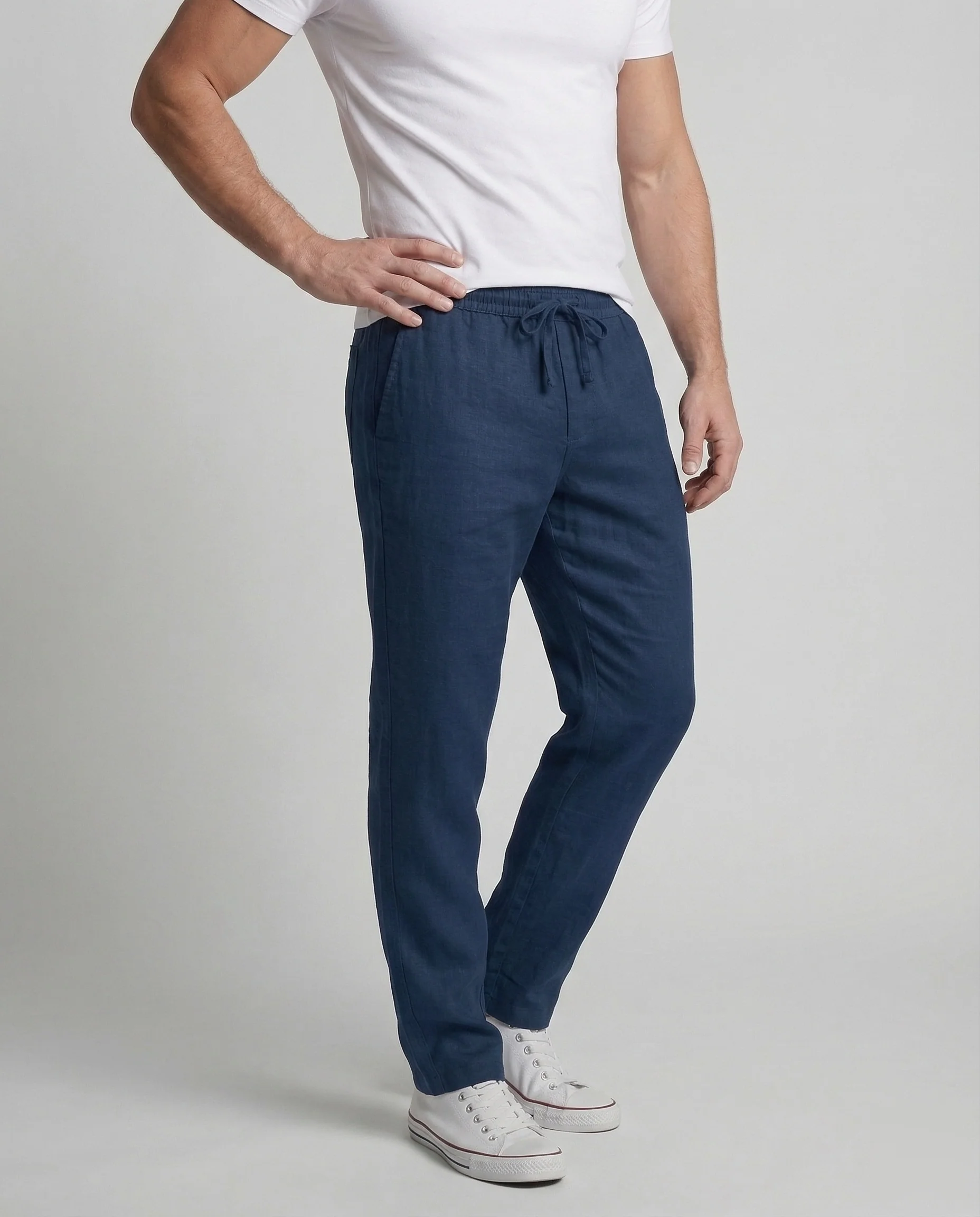 Herren Leinenhose Tunnelzug Gerade - Image 2