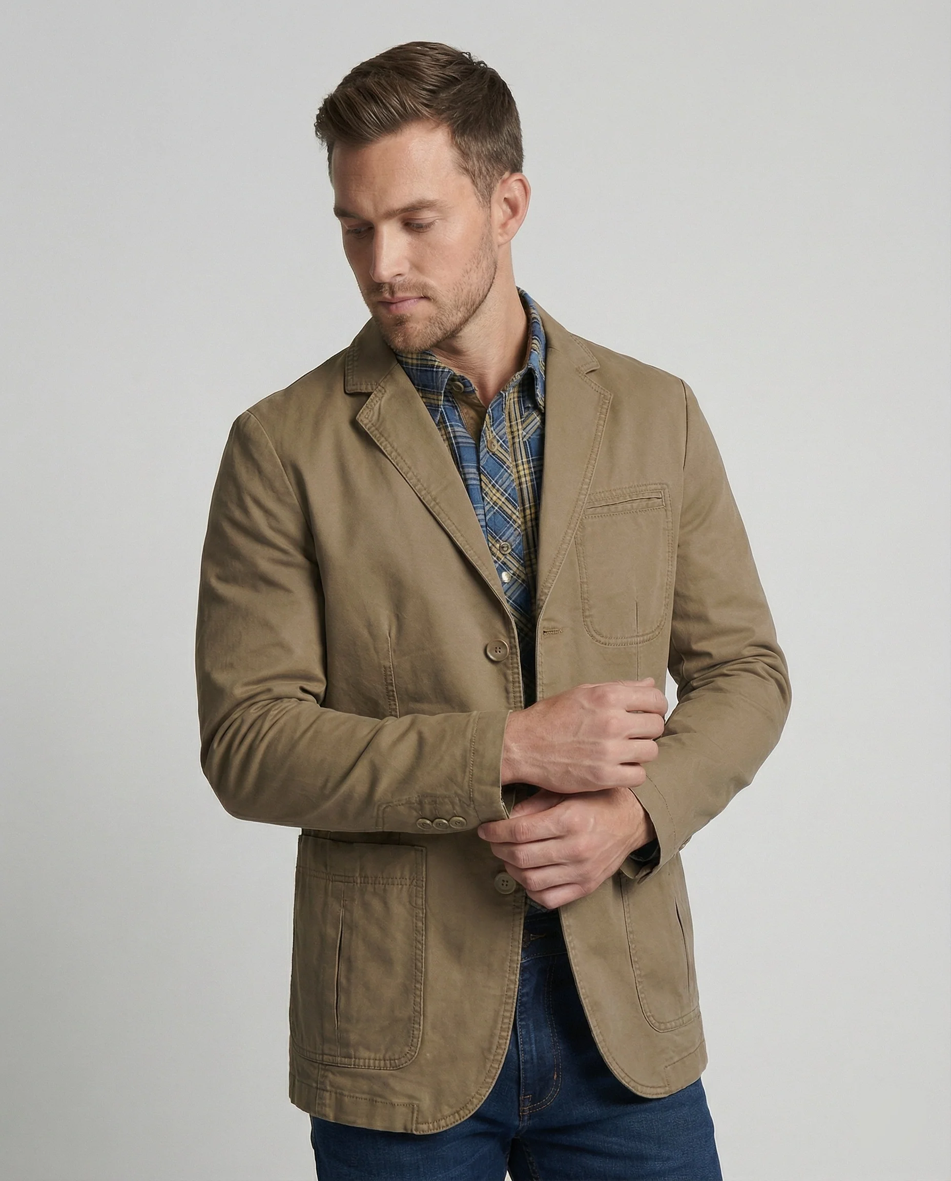 Herren Blazer Herren Baumwolle leger - Image 6