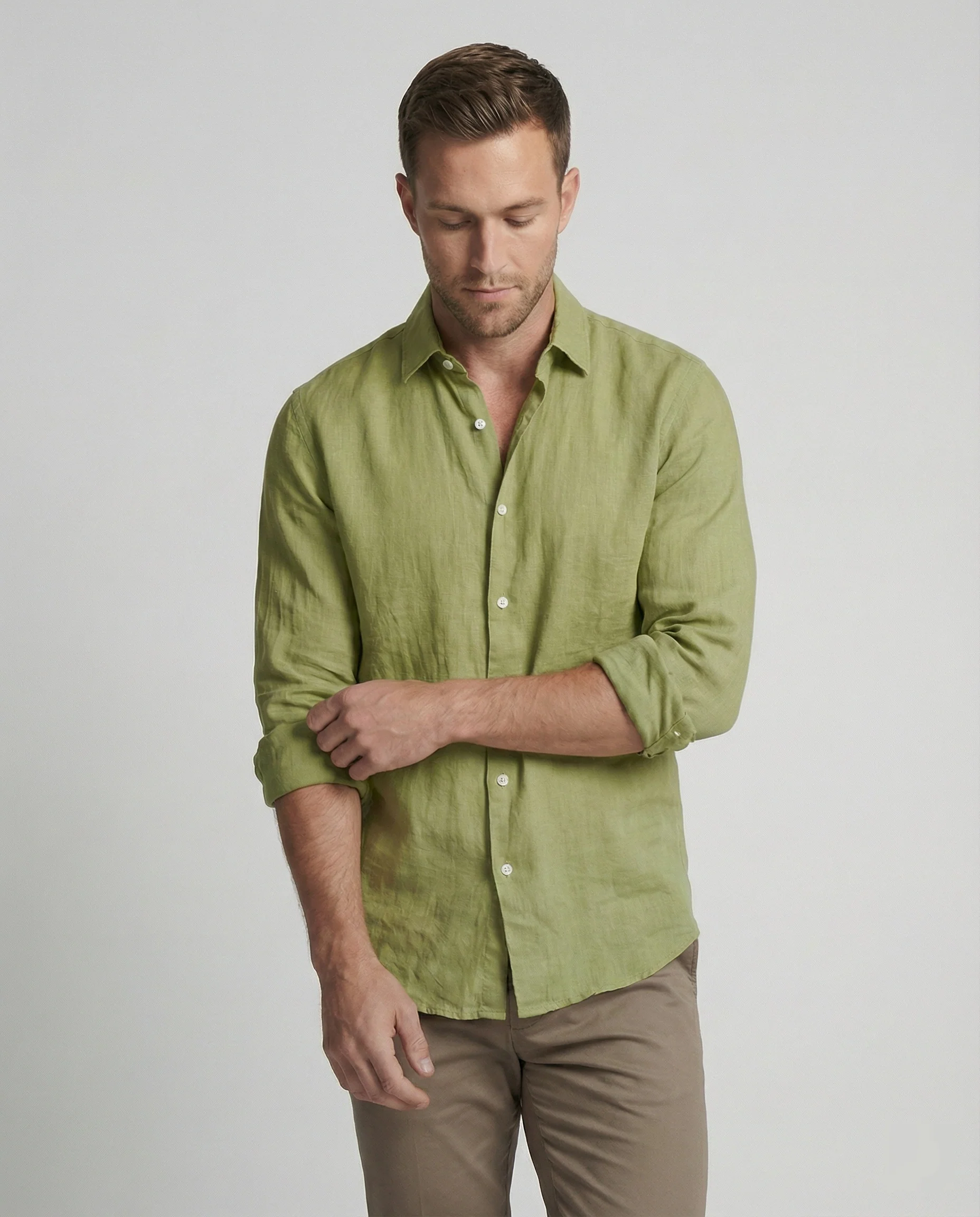 Herren Leinenhemd Kentkragen Sommer - Image 17