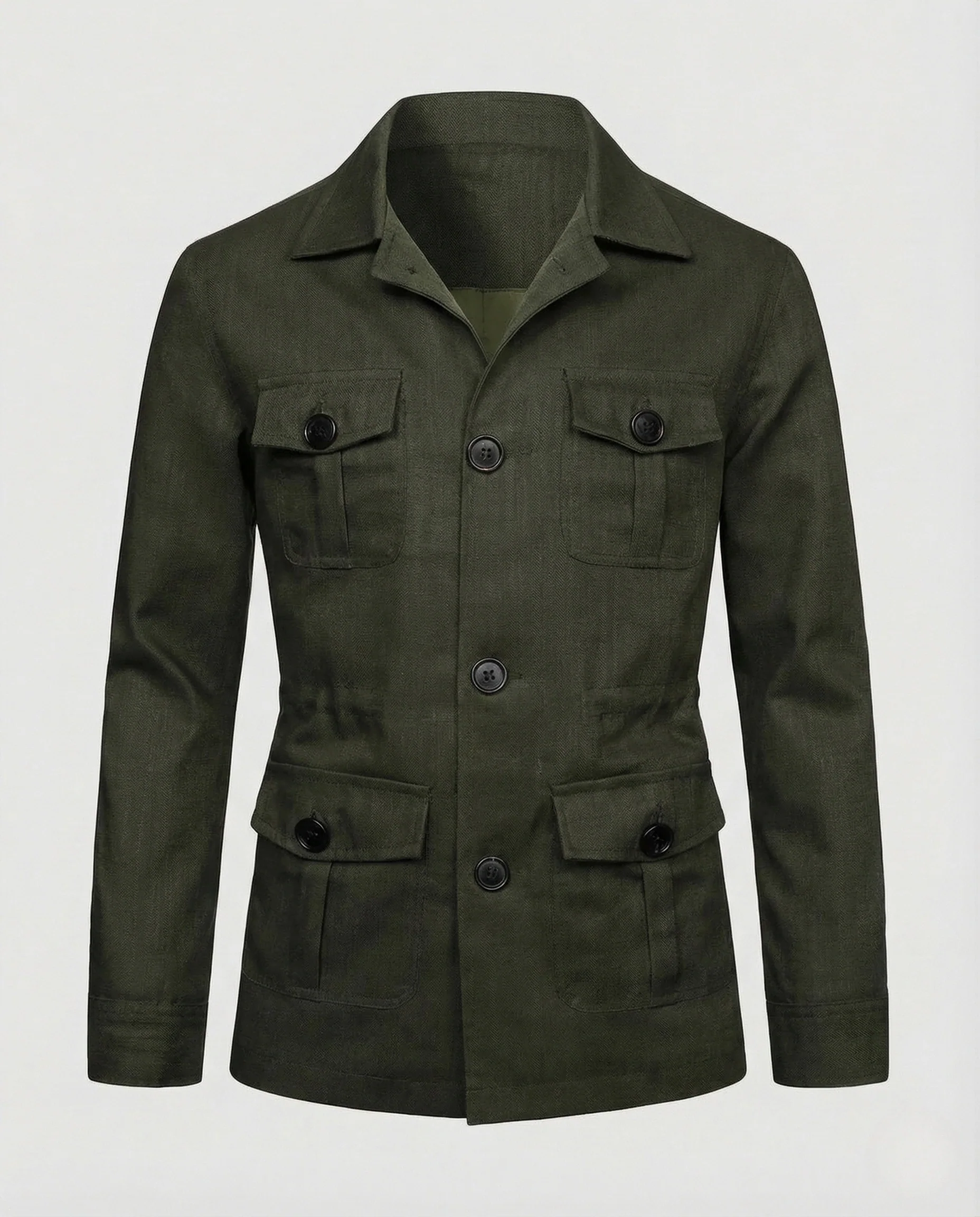 Herren Leinen Safarijacke Leicht mit Vier Pattentaschen - Image 7