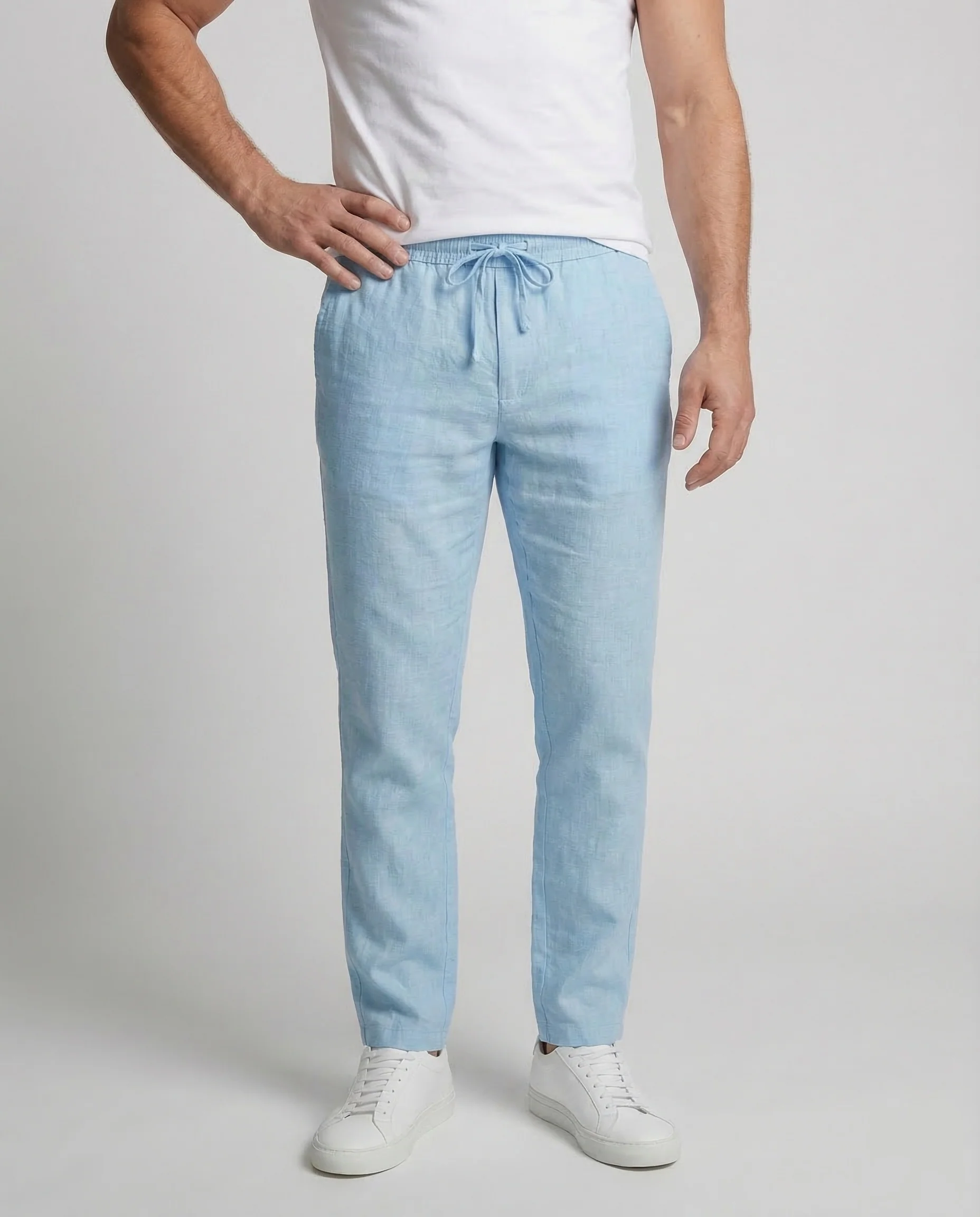 Herren Leinenhose Gerade Kordelzug - Image 2