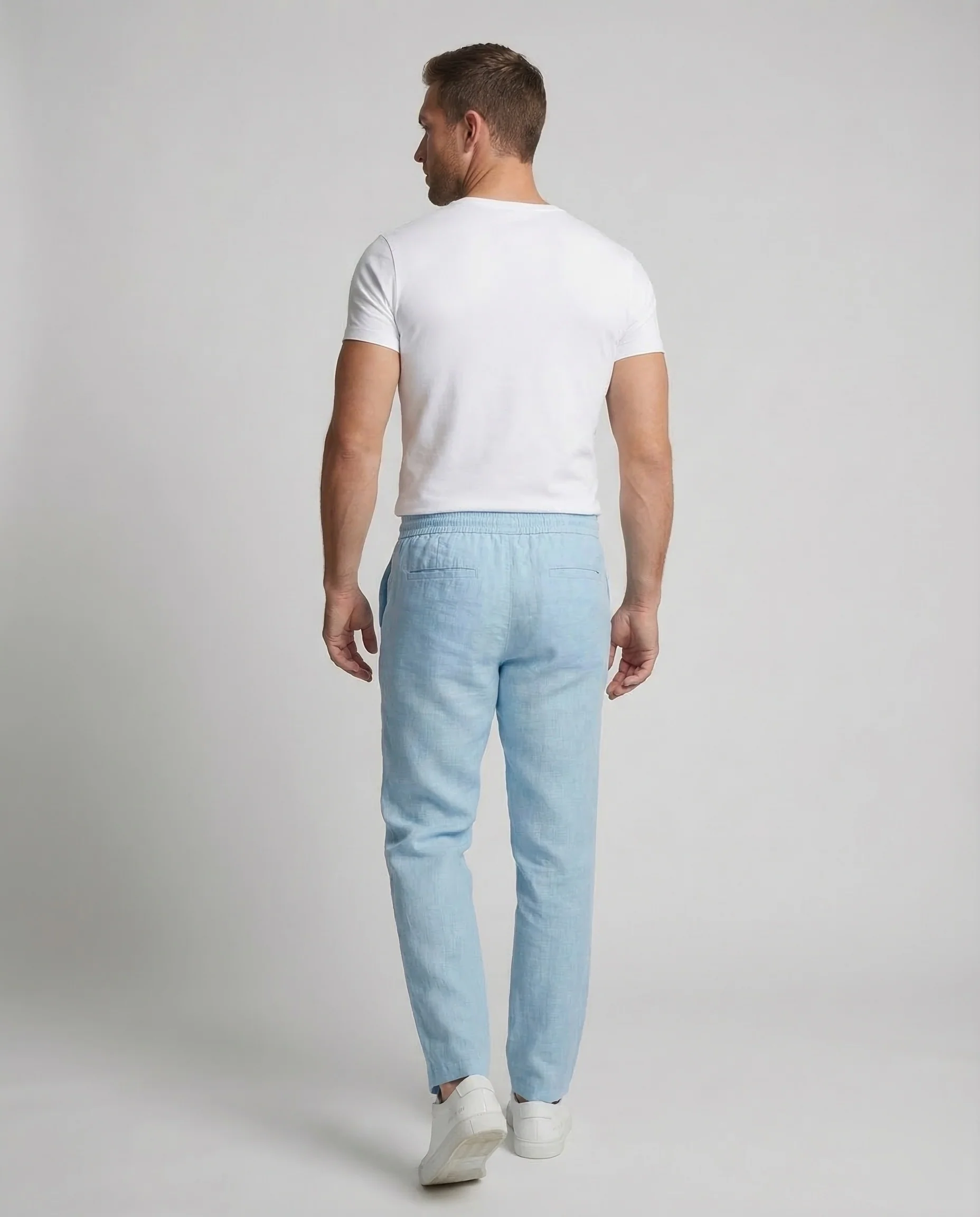 Herren Leinenhose Gerade Kordelzug - Image 3