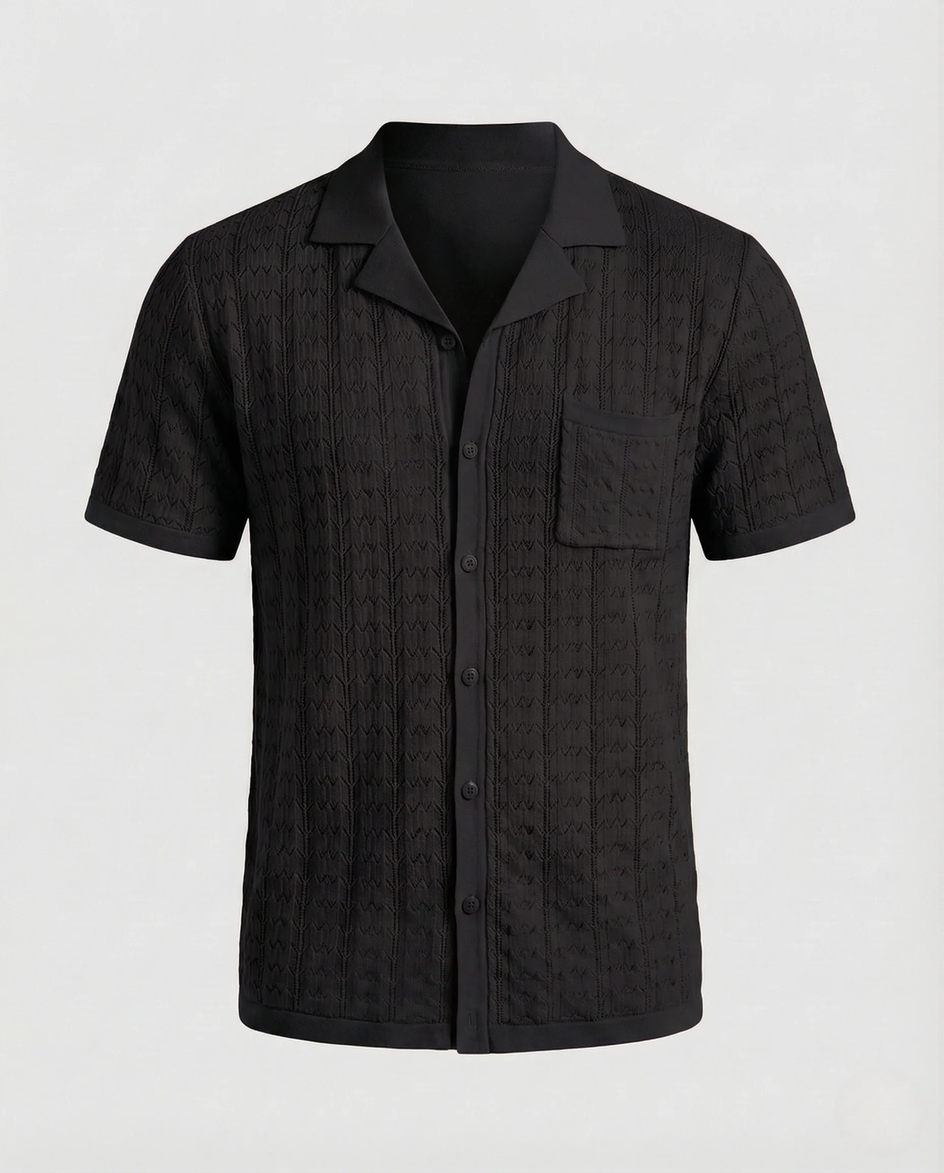 Herren Kurzarm Strickhemd mit Reverskragen - Image 13