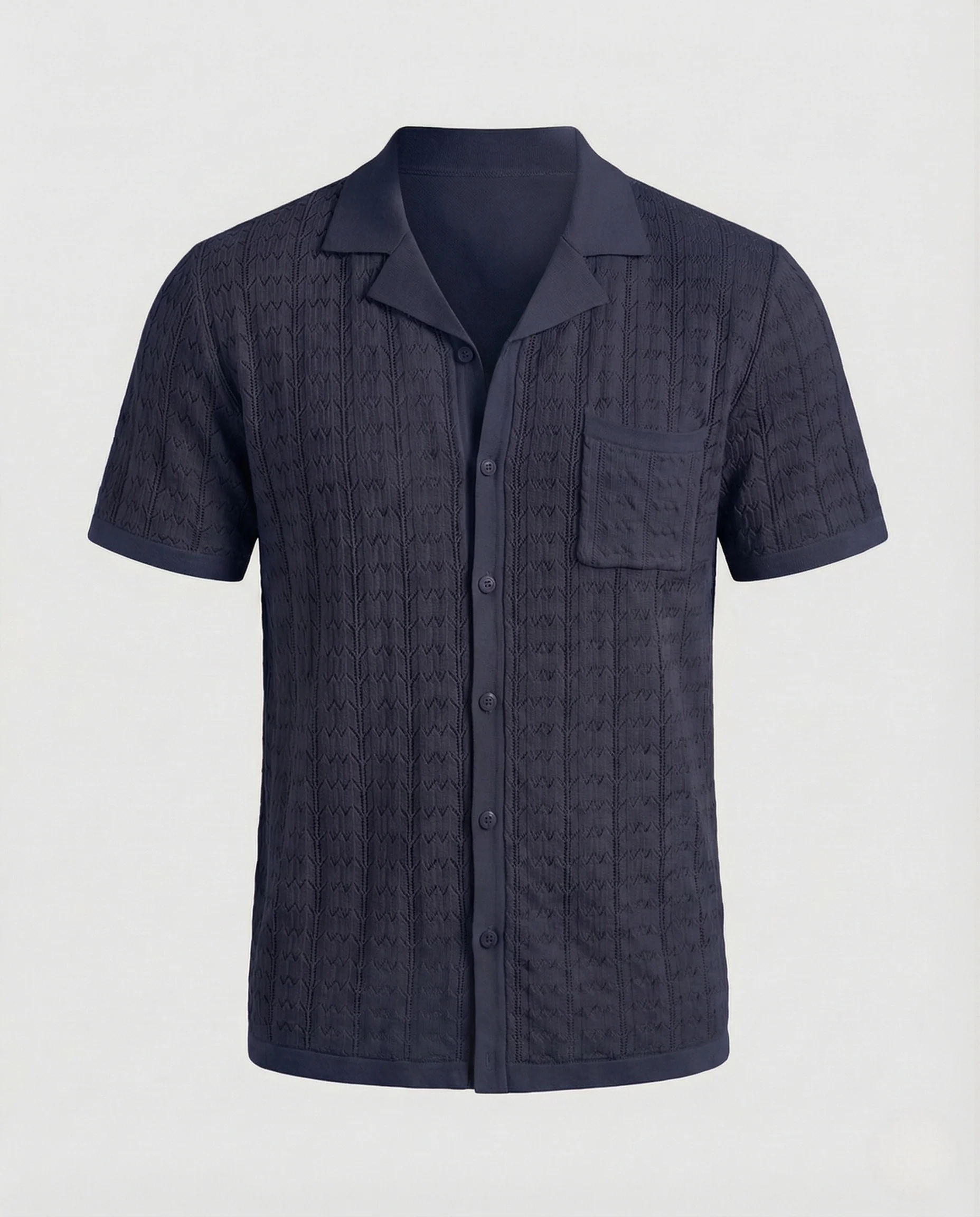 Herren Kurzarm Strickhemd mit Reverskragen - Image 16