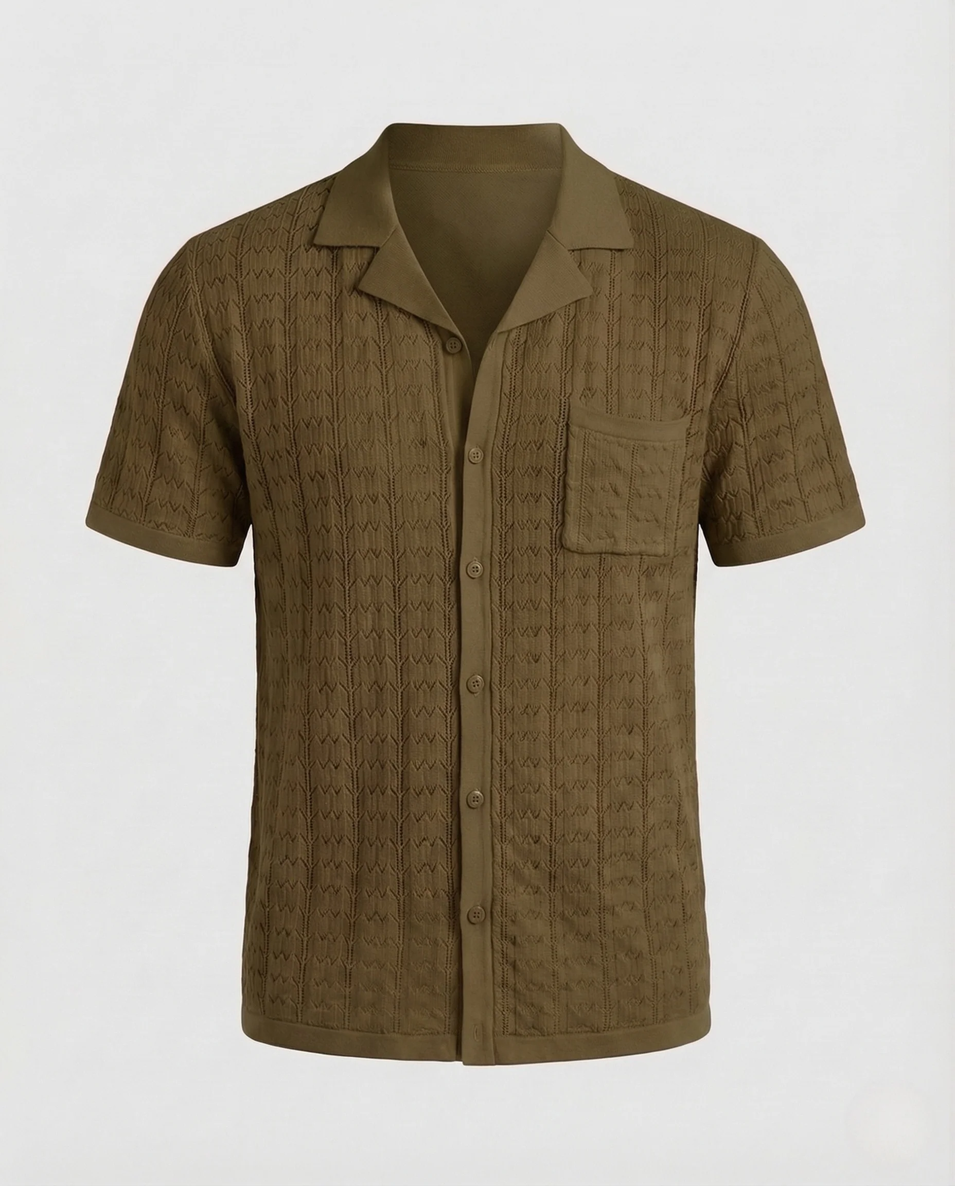 Herren Kurzarm Strickhemd mit Reverskragen - Image 18