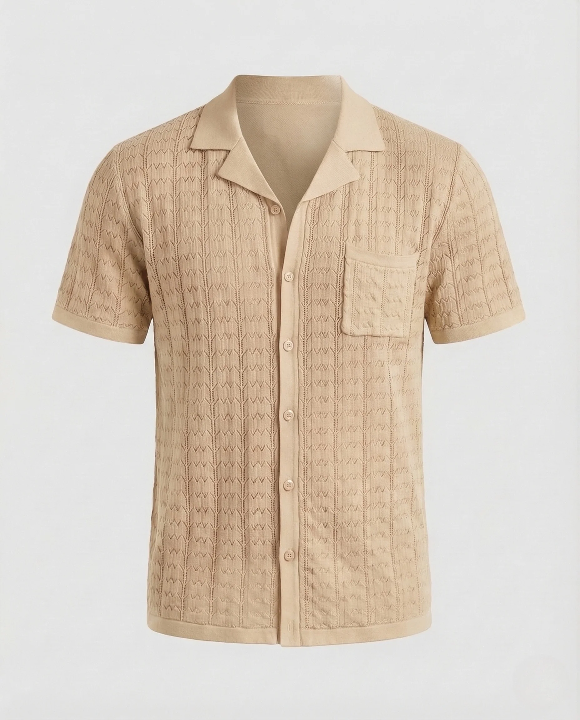 Herren Kurzarm Strickhemd mit Reverskragen - Image 19