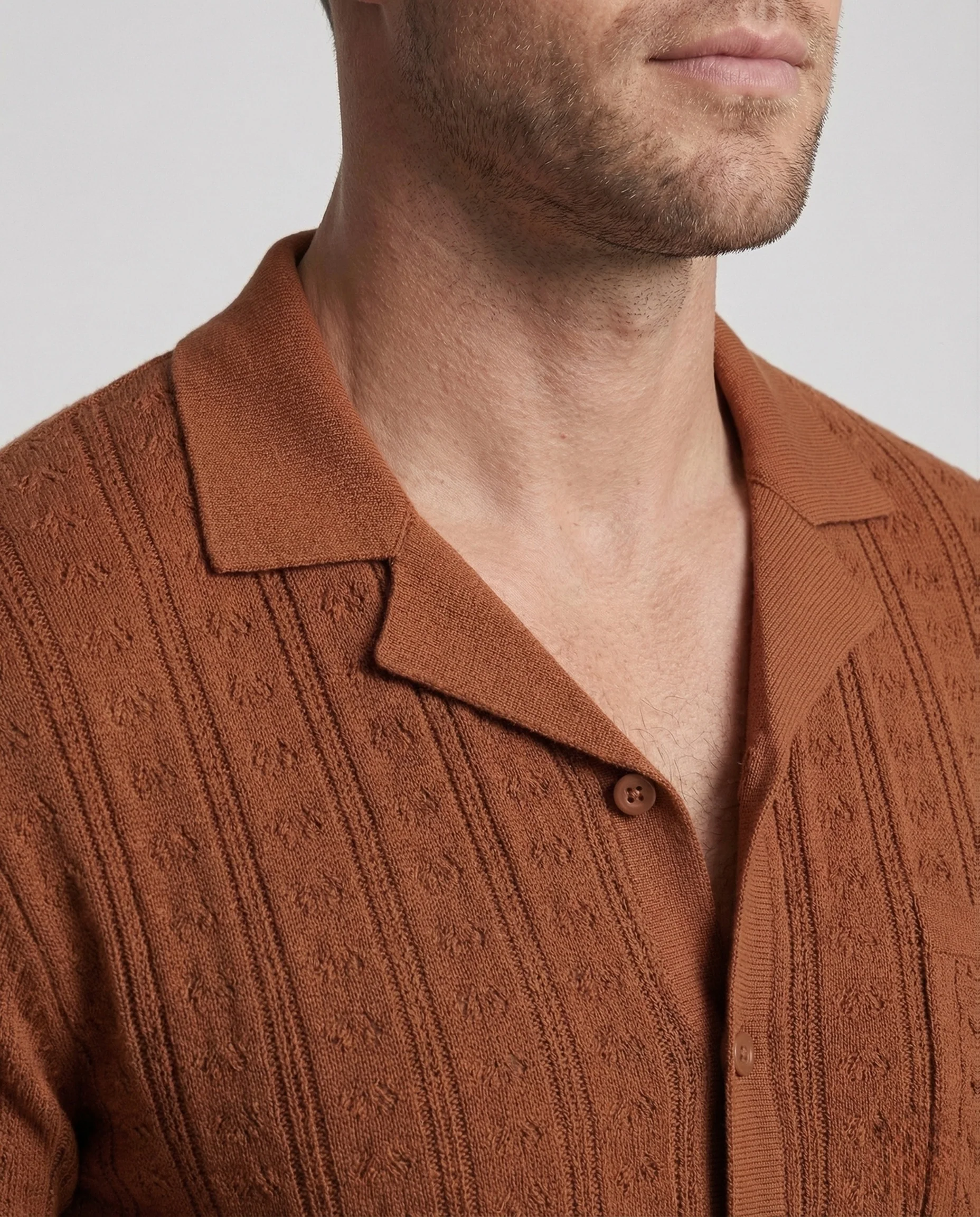 Herren Kurzarm Strickhemd mit Reverskragen - Image 3